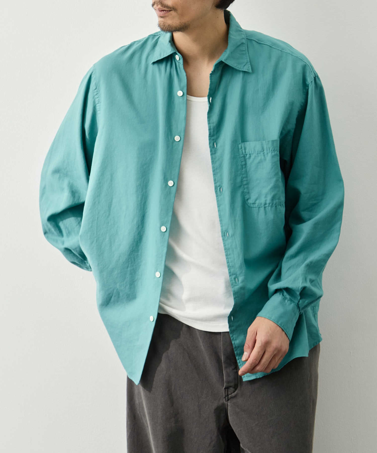 Cotton Silk Twill Garment-dyed Loosed Shirt