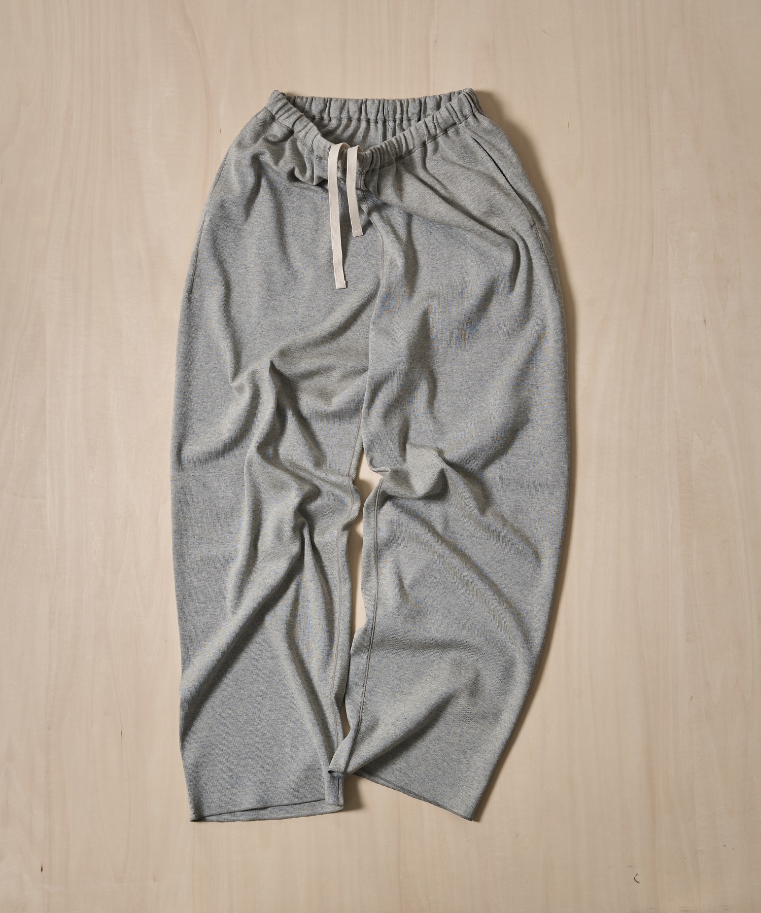 High Wet Rib Straight Easy Pants