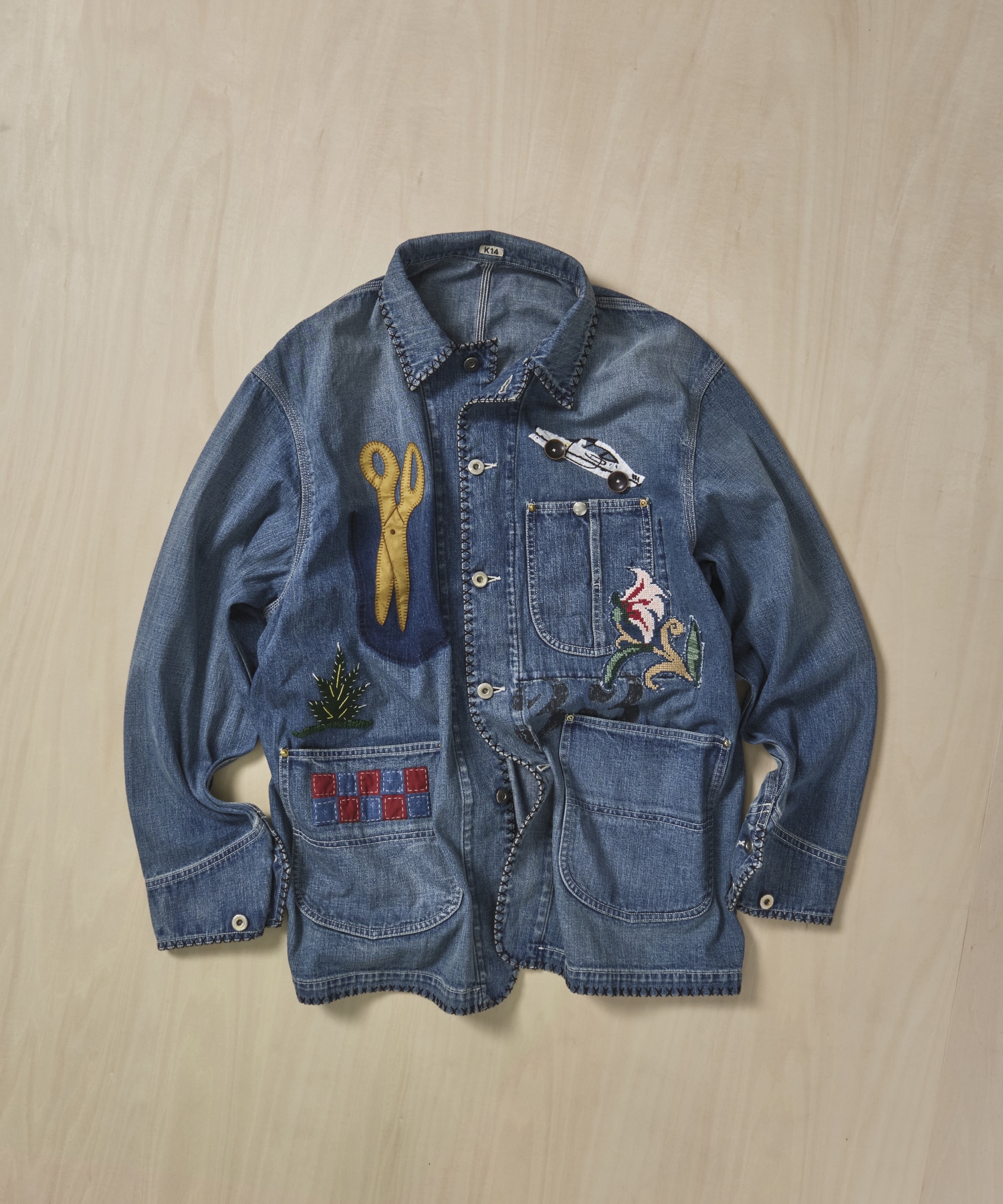 Hand-Embroidered Denim Coverall