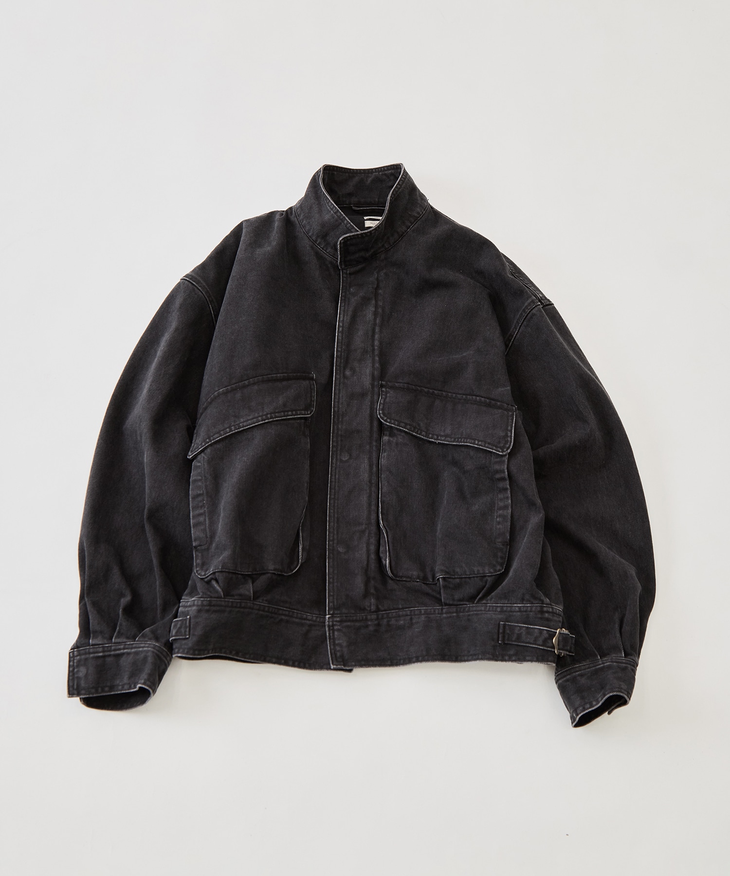 Suface Dyed Denim Stand Collar Blouson
