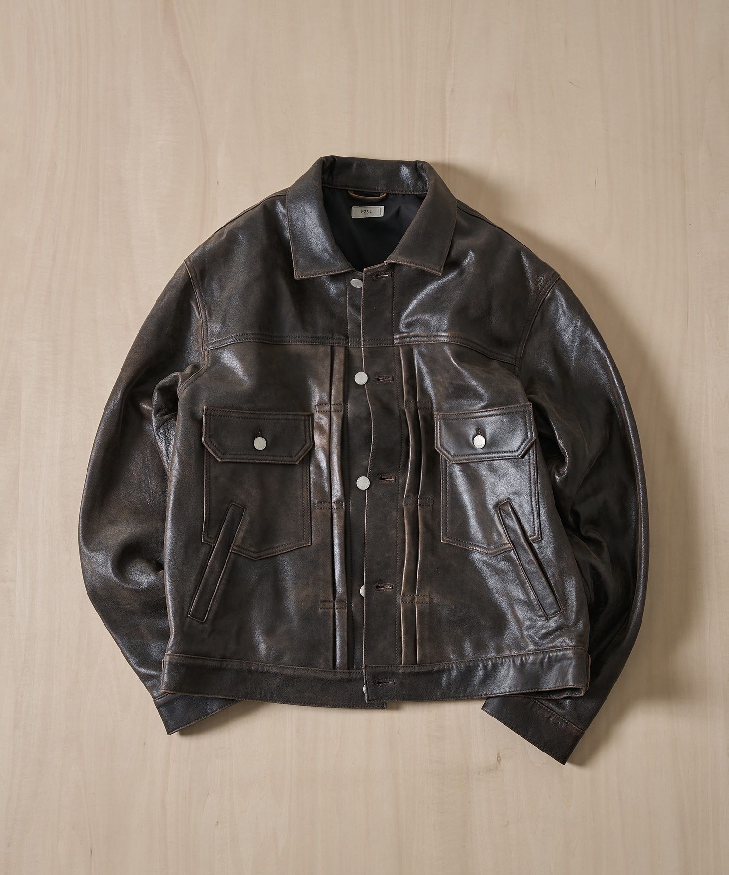 Cracked Leather Trucker Jacket