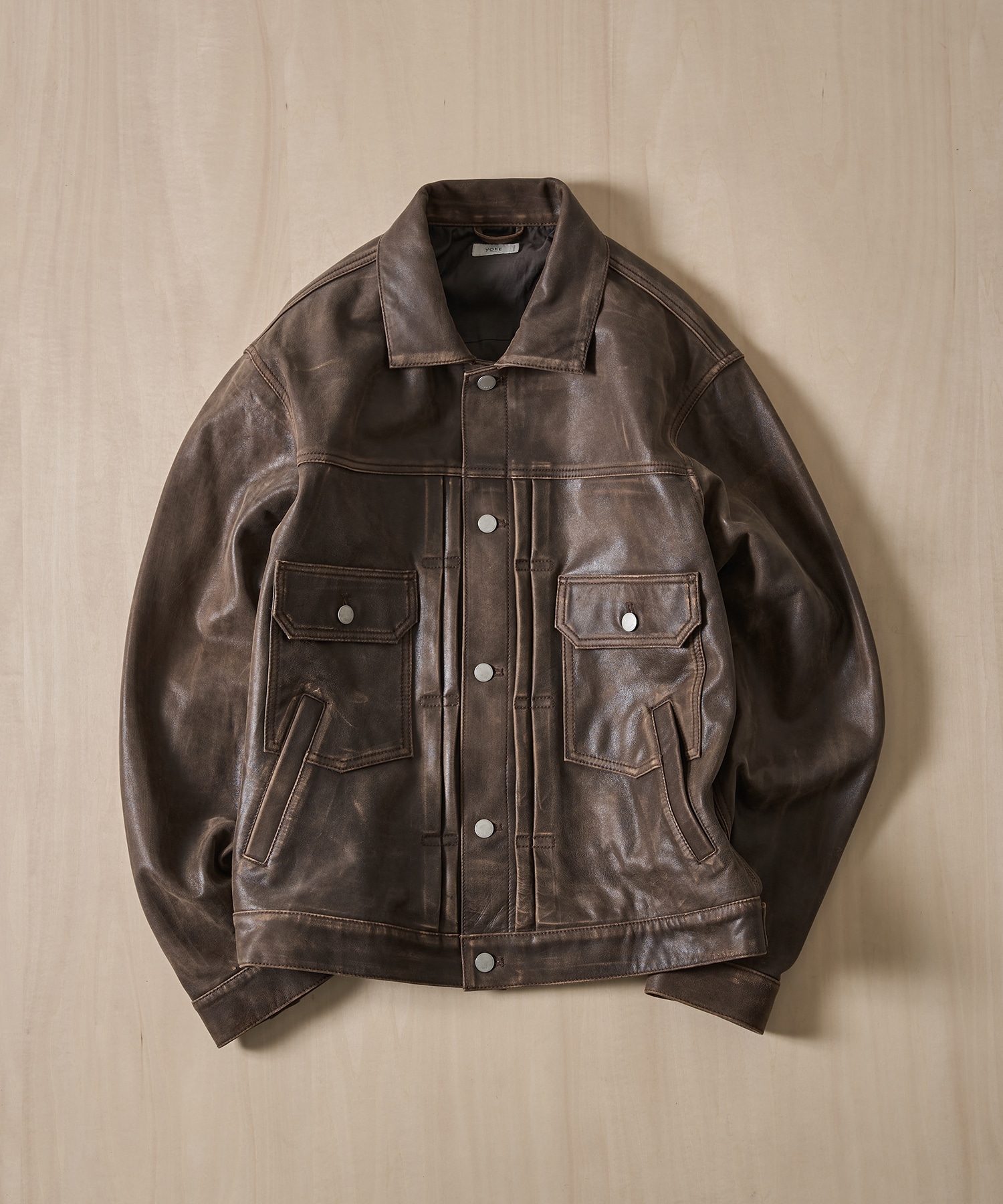 Cracked Leather Trucker Jacket