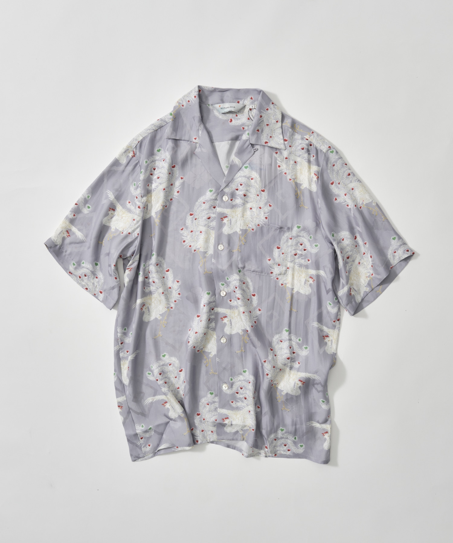 SILK CUPRO SHORT SLEEVE ALOHA SHIRT〈PHOENIX / LIGHT PERPLE〉