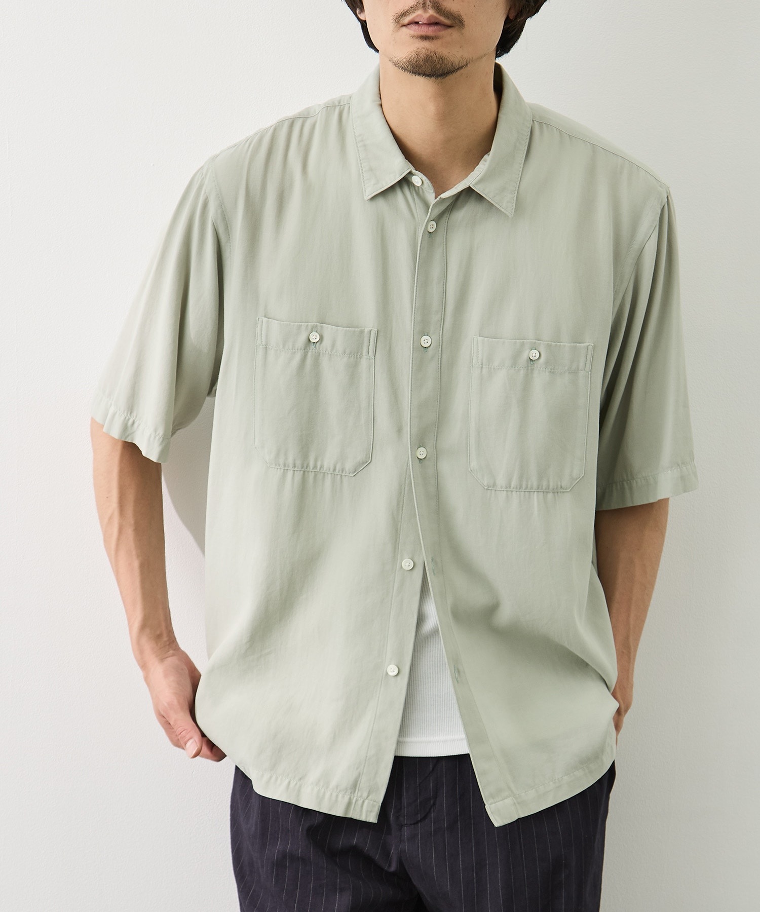 COTTON SILK VIERA LOOSE FIT HALF SLEEVE SHIRT