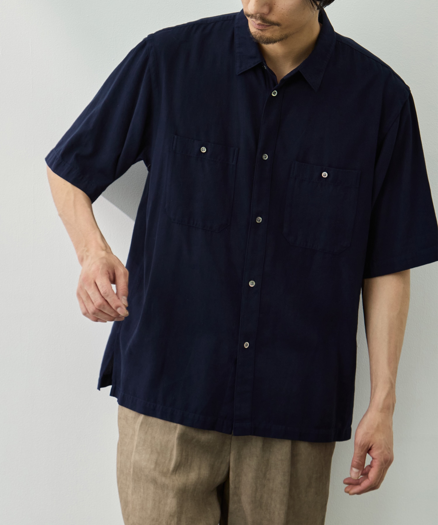 COTTON SILK VIERA LOOSE FIT HALF SLEEVE SHIRT