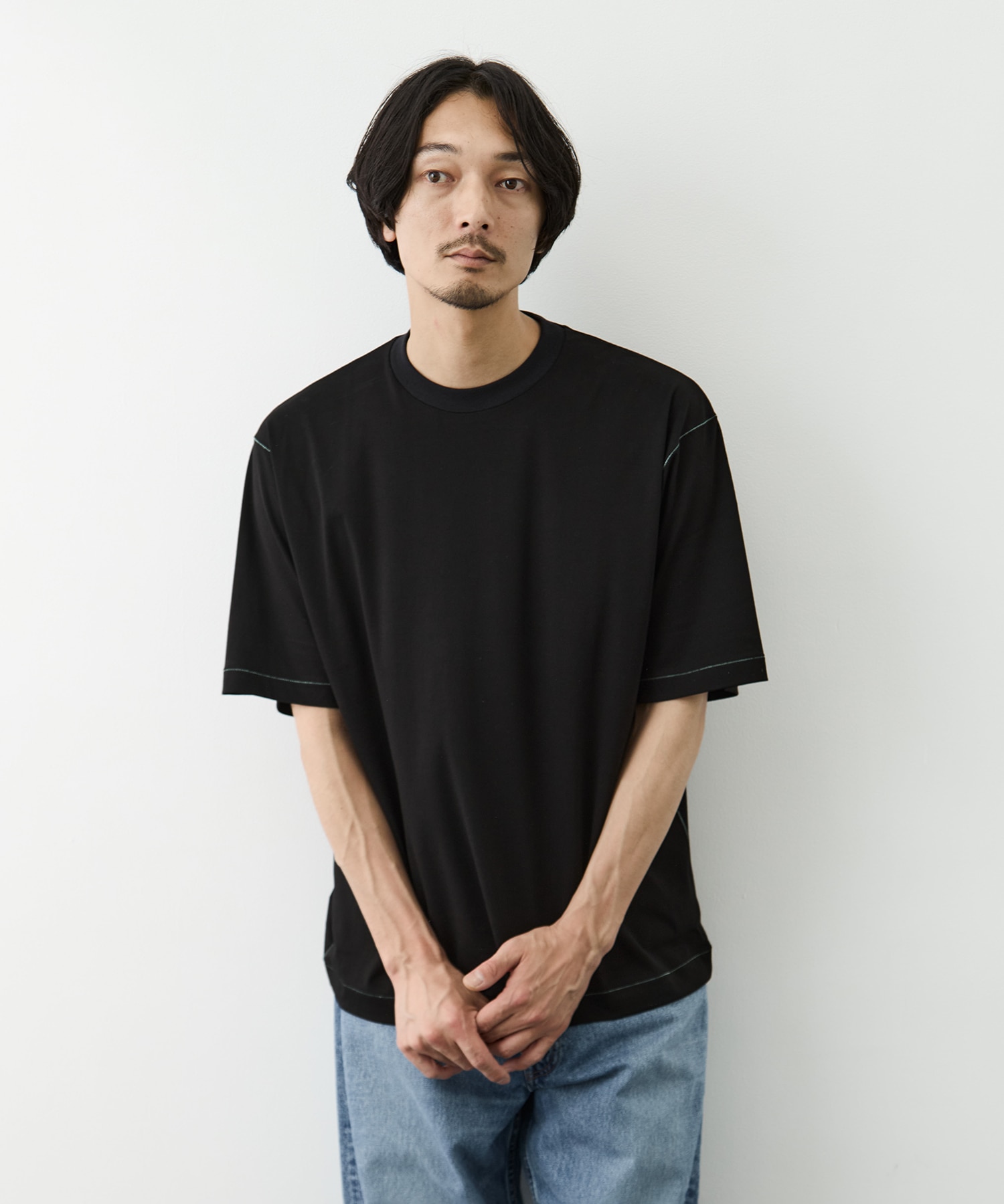 Color Stitch Crew Neck Short Sleeve T