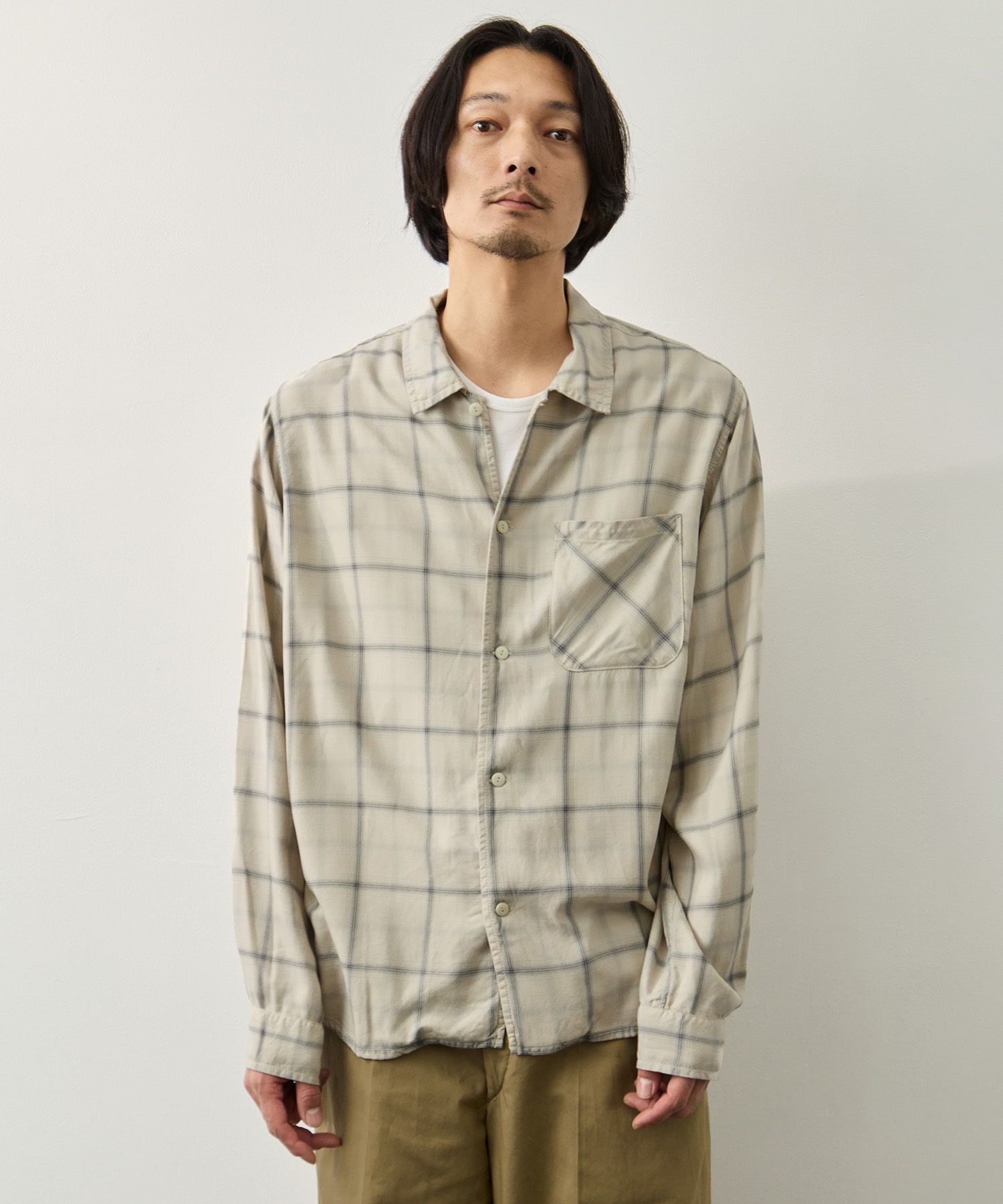 レーヨンツイルチェックシャツ