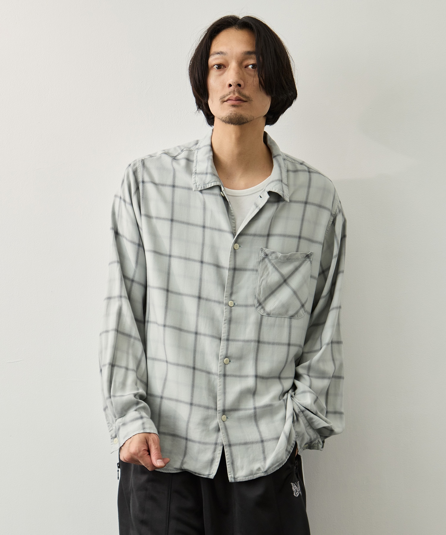 レーヨンツイルチェックシャツ