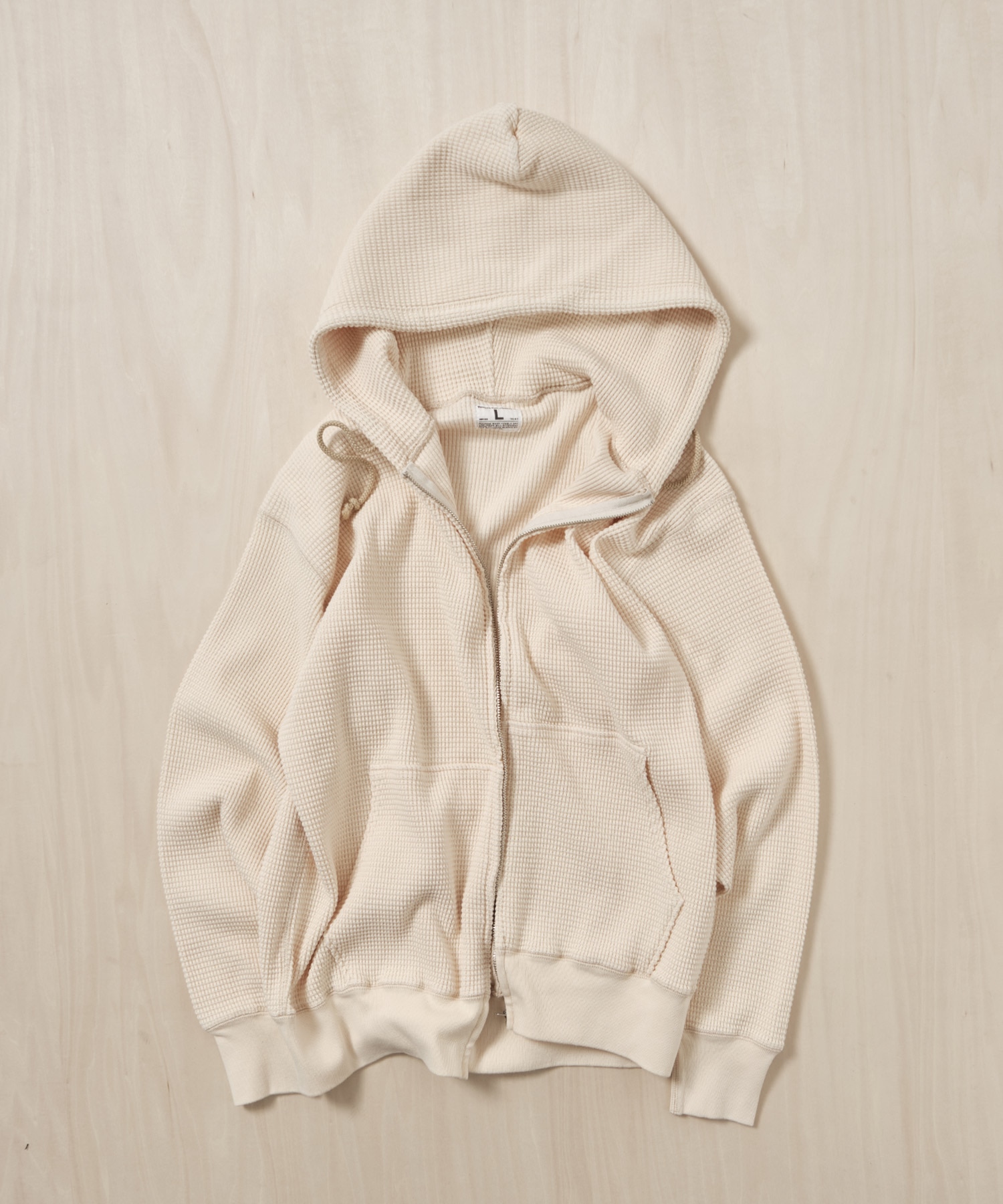 WAFFLE SWEAT HOODED ZIP