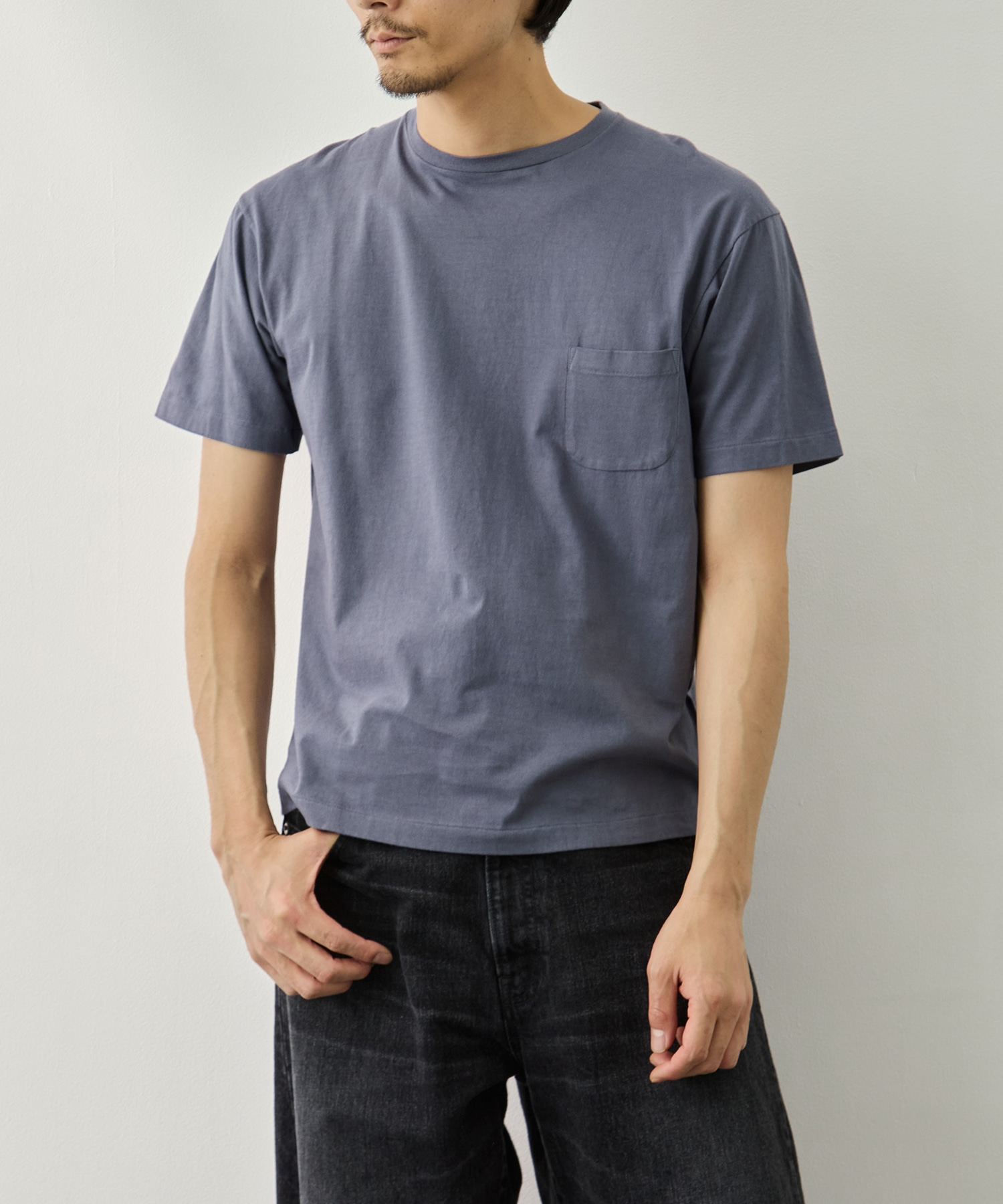 度詰めTシャツ　ポケット付き