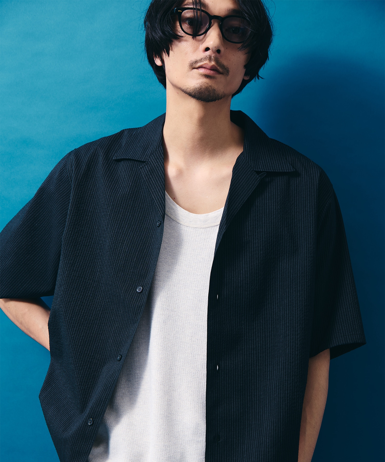 別注OPEN COLLAR S/S SHIRT WITH HEM TAB