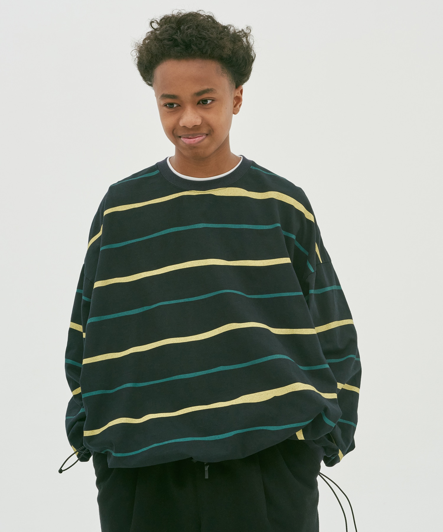 SUPER BIG STRIPE LS TEE (W/DRAWSTRINGS)