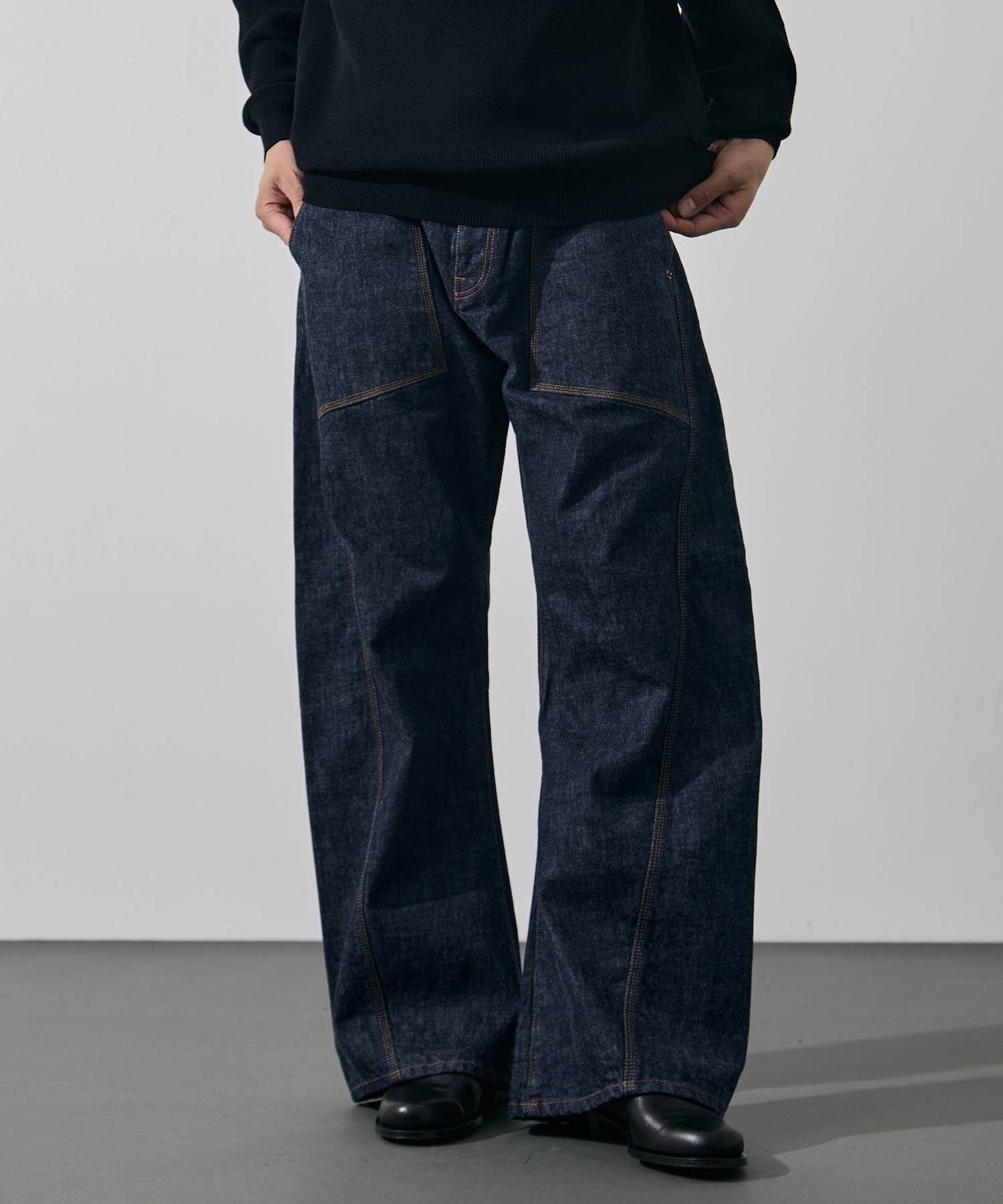 3D cutting denim pants