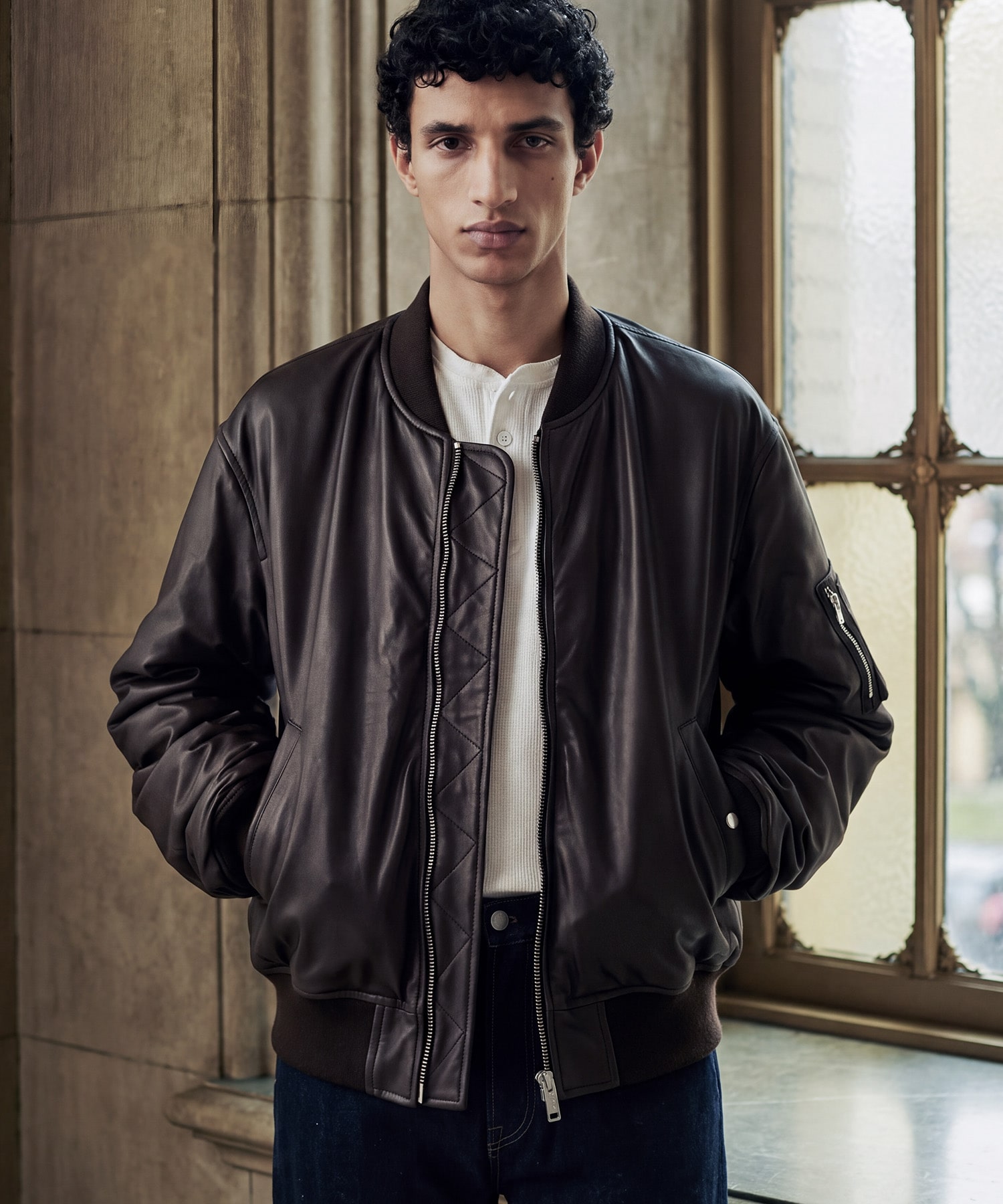 別注 MA-1 LEATHER BLOUSON -Sheep Leather-