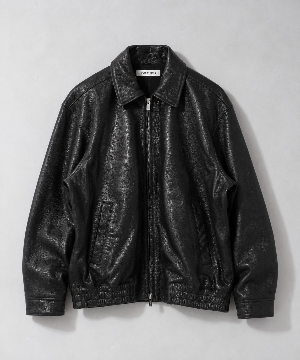 LEATHER ZIP UP BLOUSON -Sheep Shrink Leather-