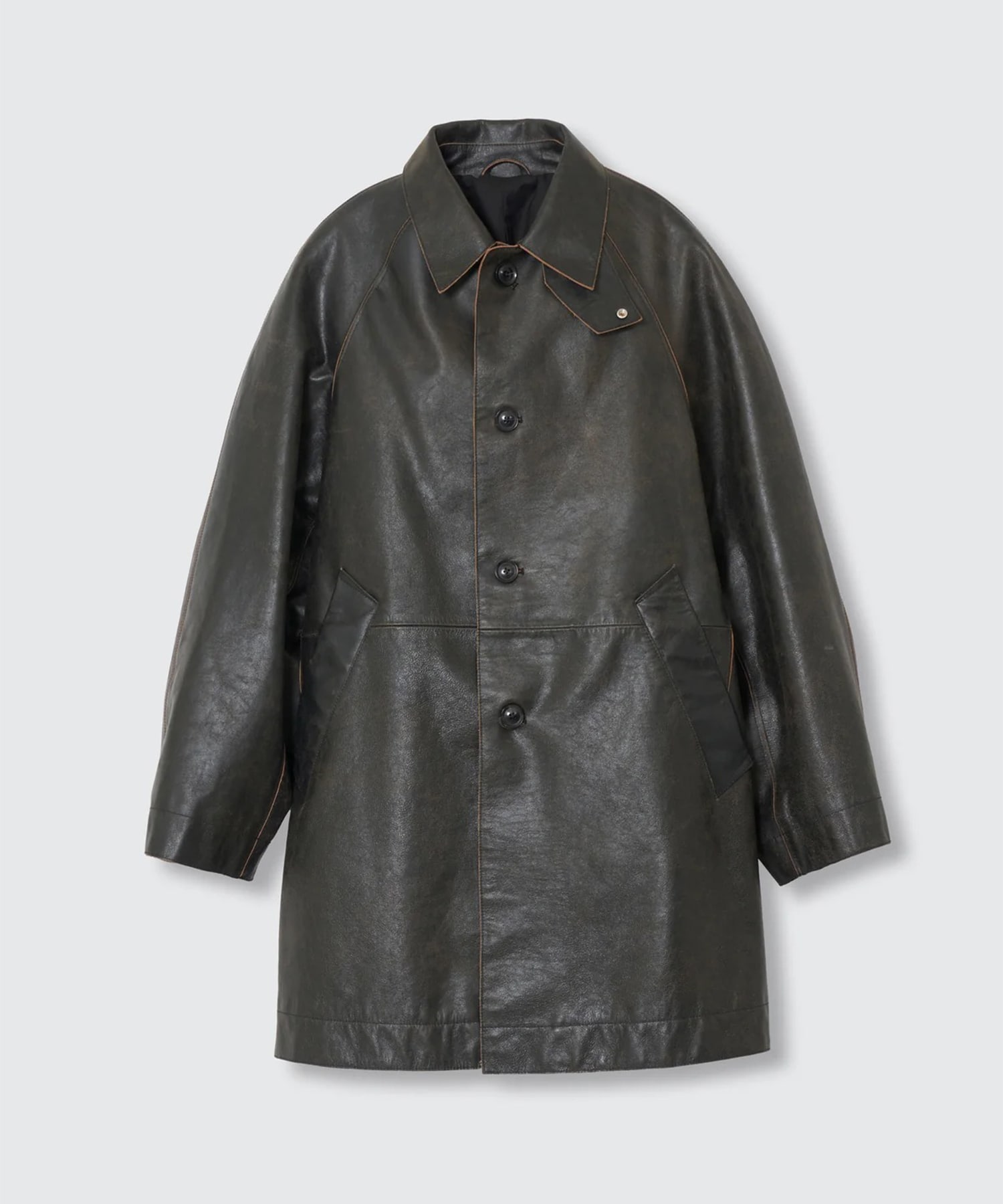 Cracked Leather Cut-off Half Coat