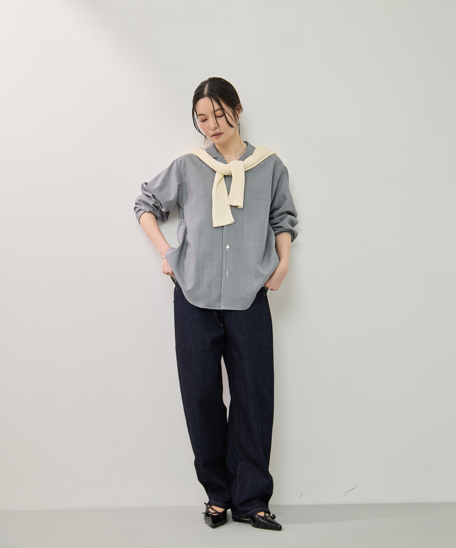 ナチュラルスラブバレルレッグデニム