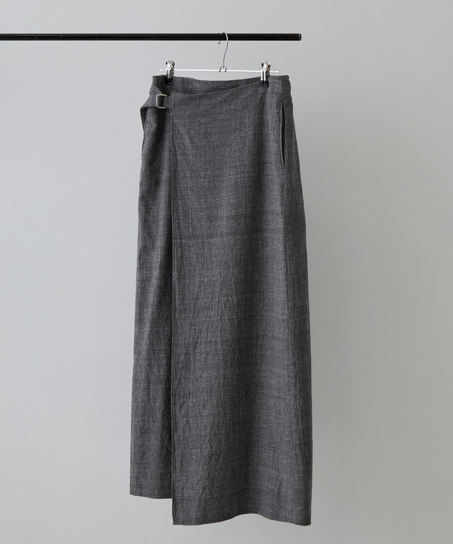 Mix Heather Cotton Wrap Belted Skirt