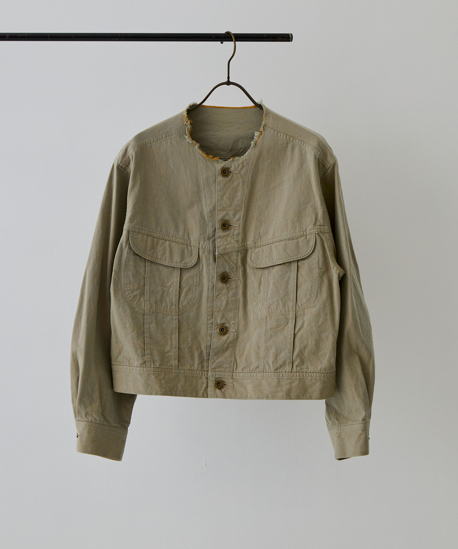 Hard Twist Gabardine Collarless Jacket