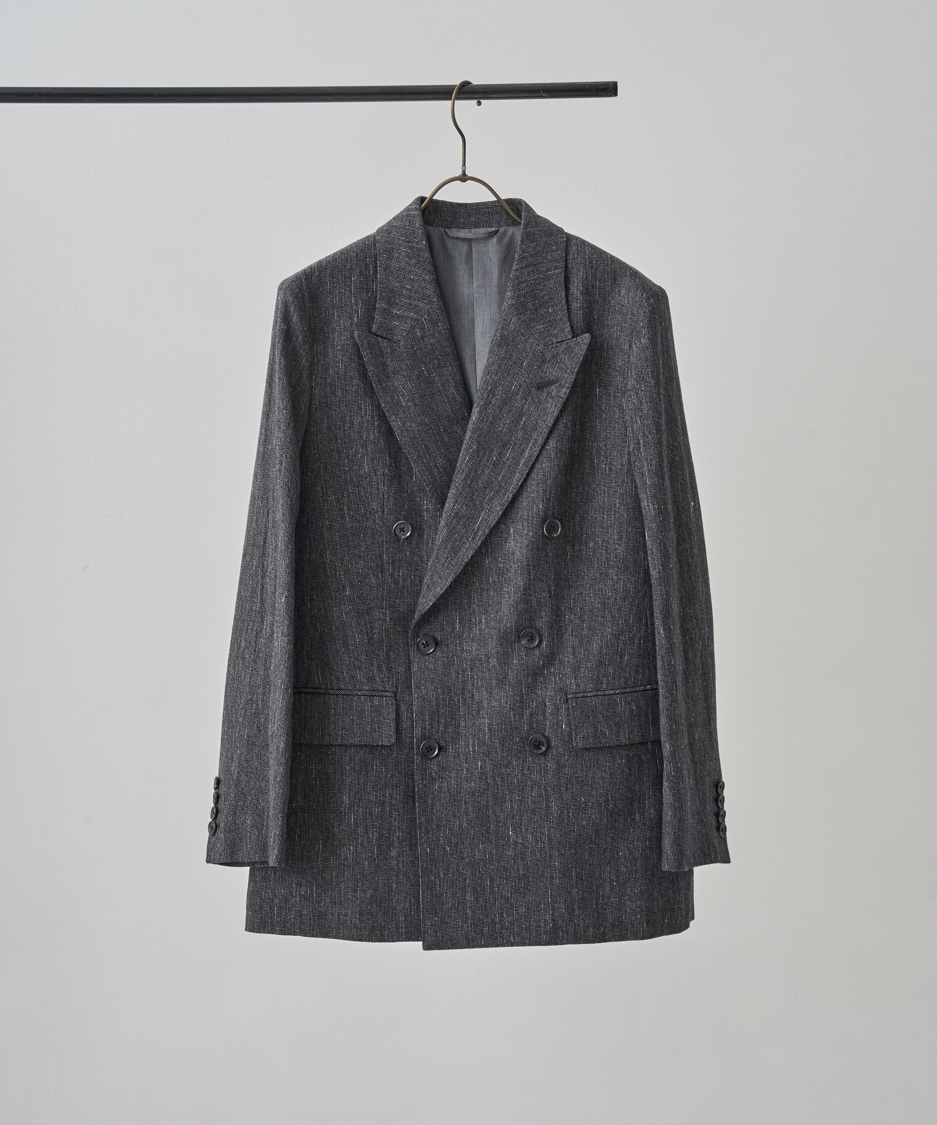 Cotton Mix Nep Double-Breasted Jacket