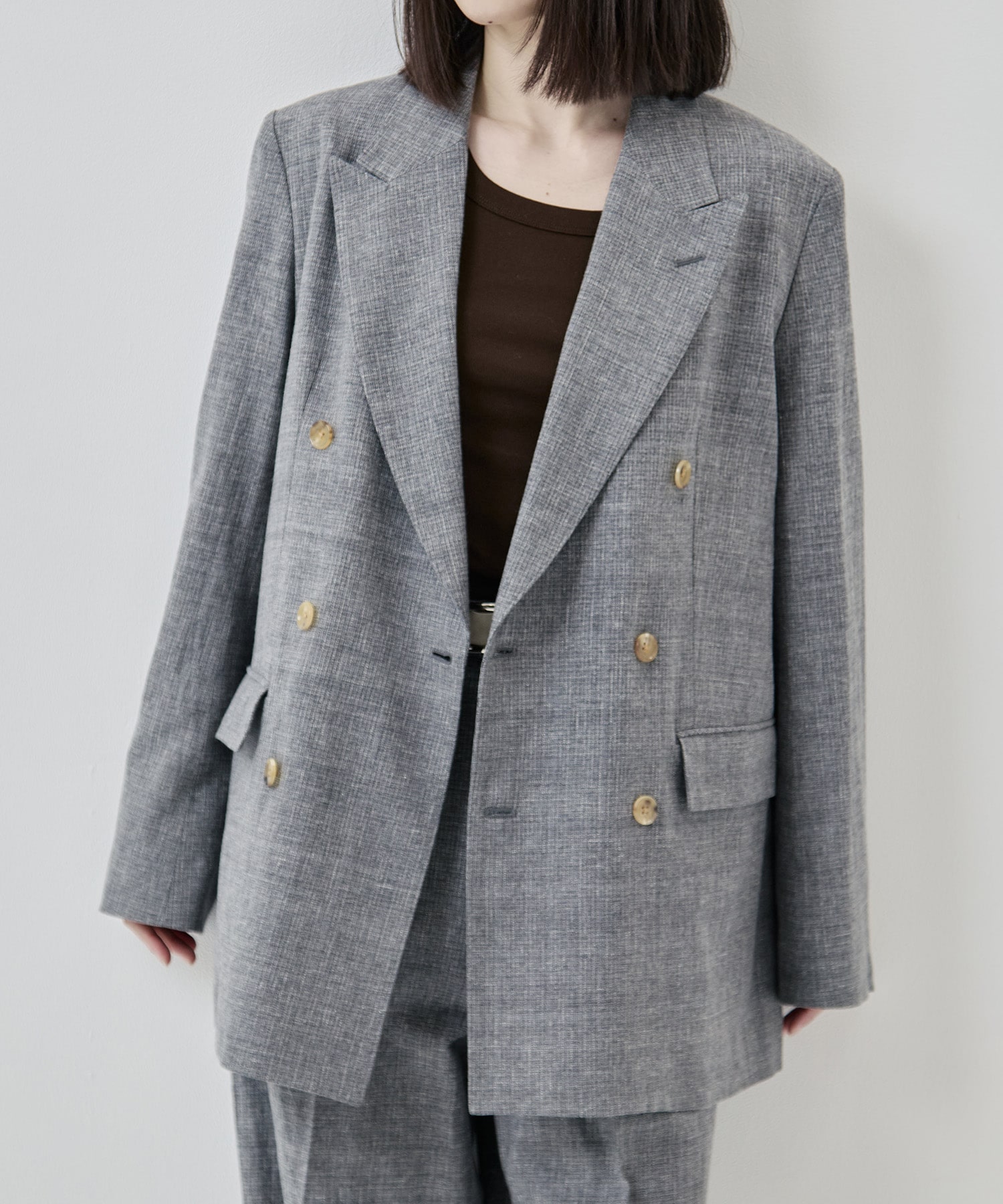Mix Heather Cotton Double-Breasted Jacket