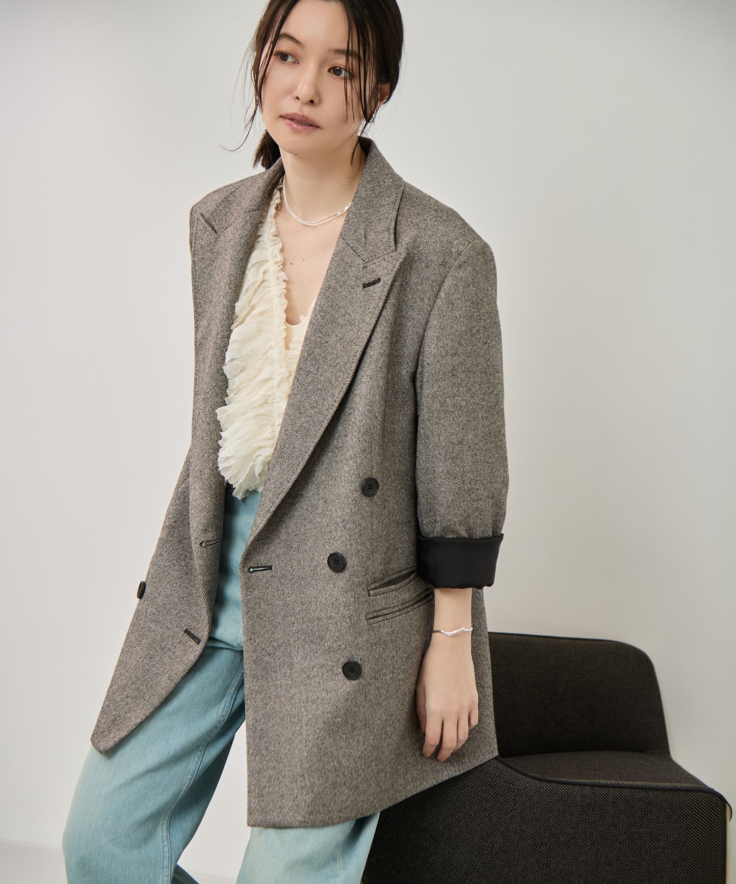 ミックスウールツイードダブルジャケット