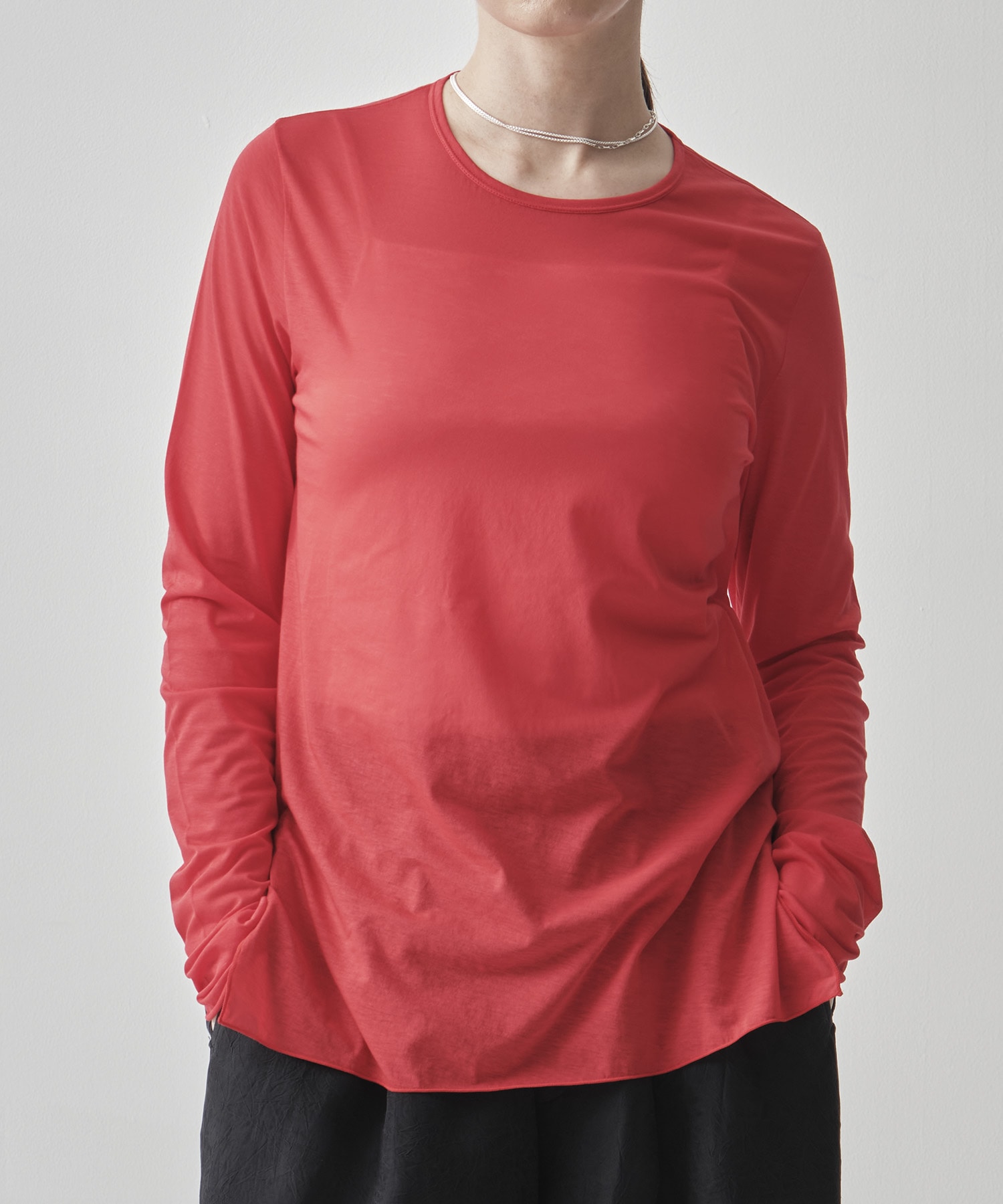 Side Slit Crew Neck Long Sleeve T