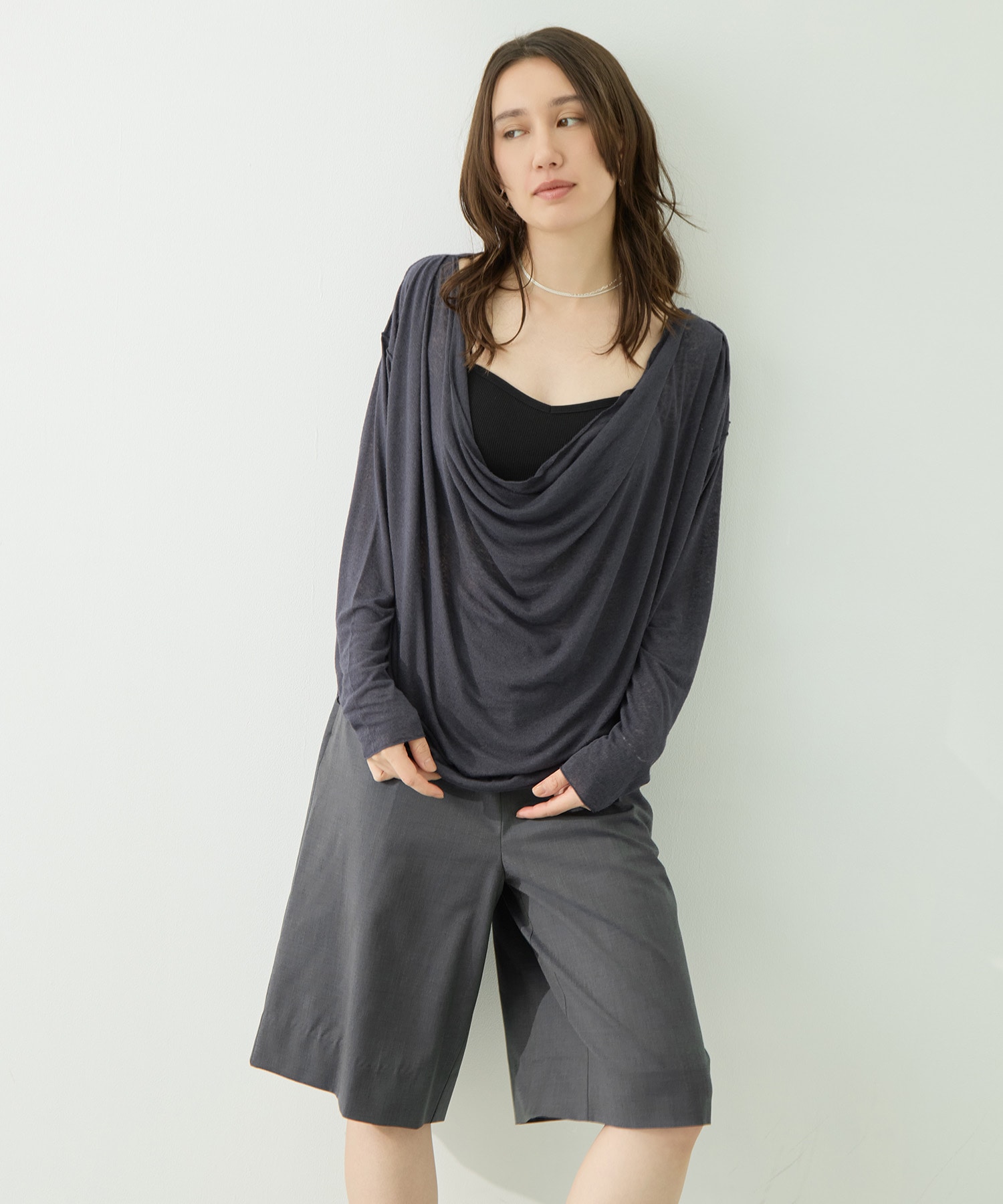 Draped Long Sleeve Pull Over
