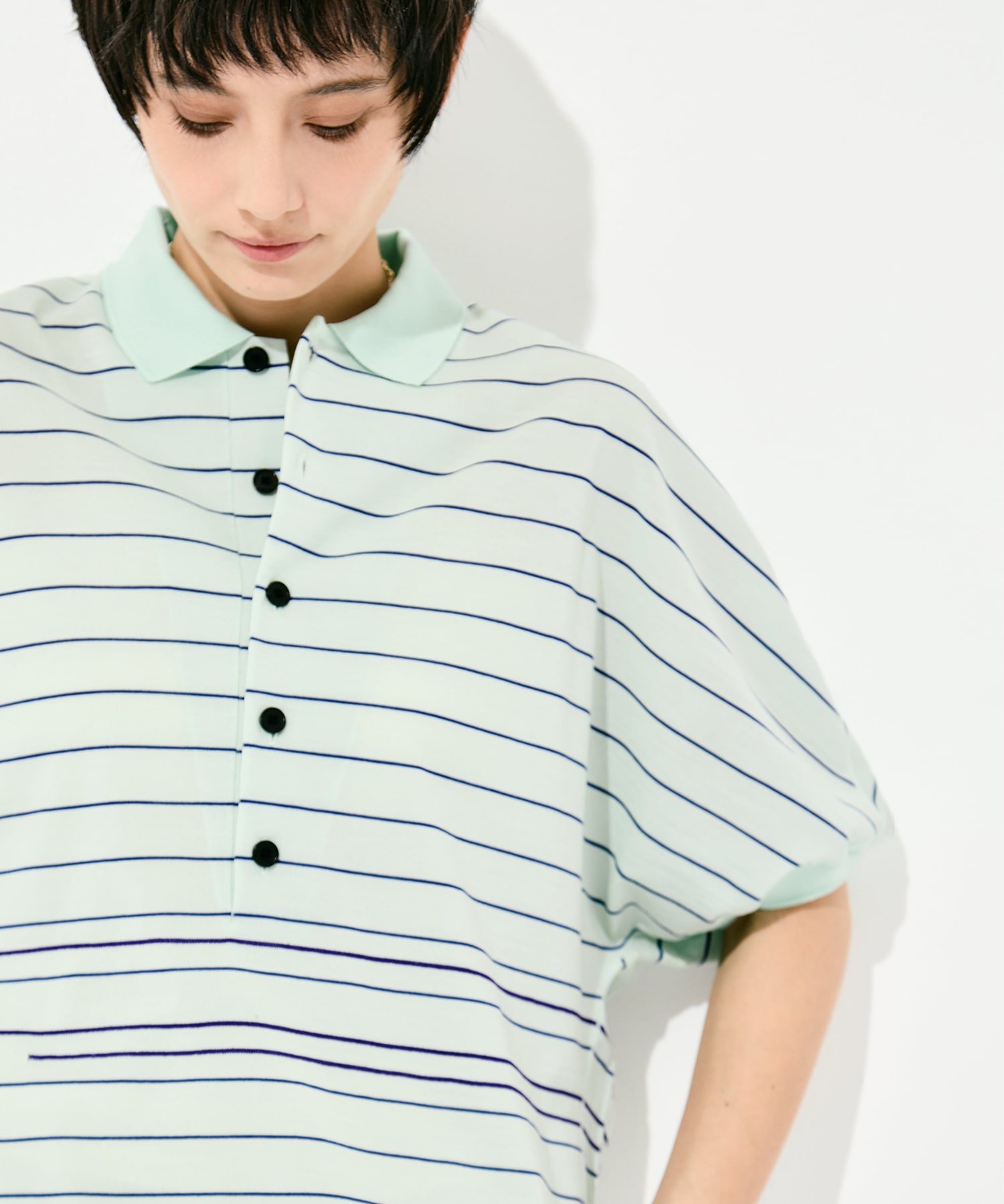 Dual Stripe Knit Half Sleeve Polo