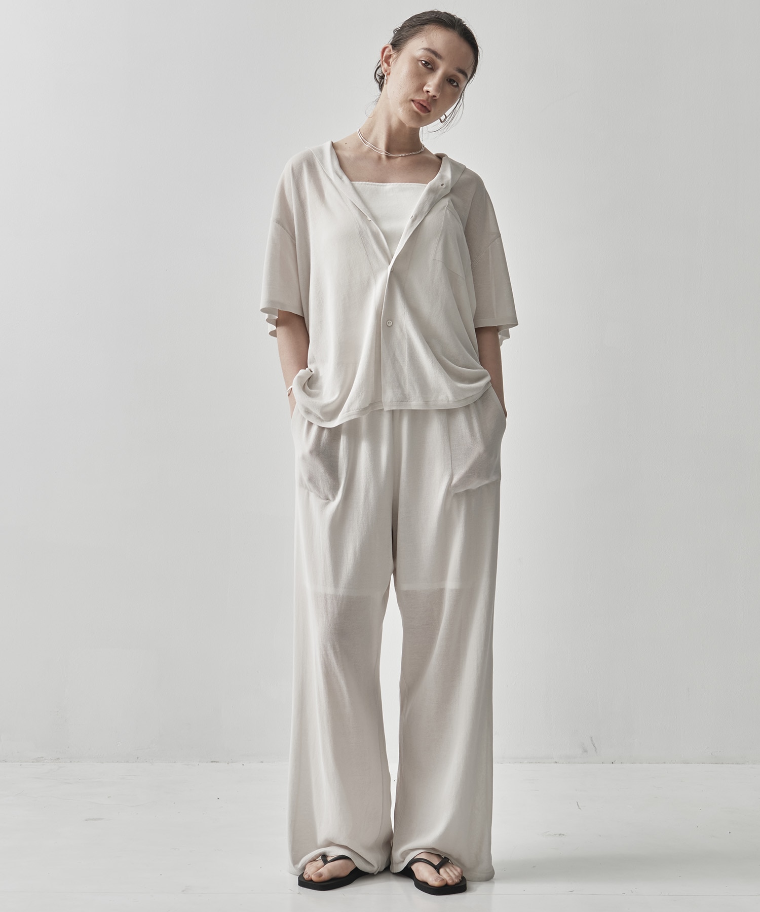 HIGH TWIST COTTON WIDE EASY PANTS
