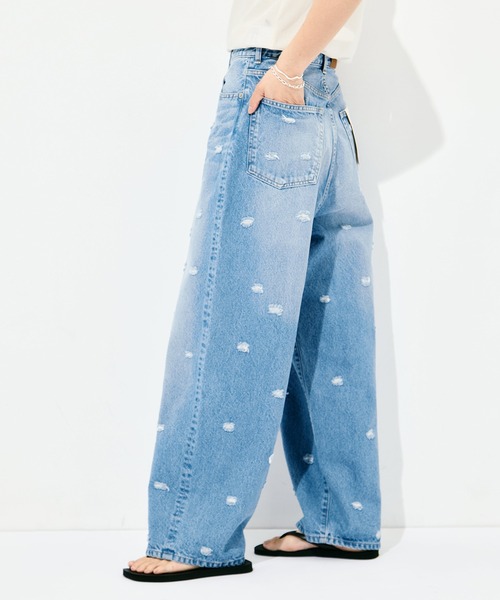 Dot Hole Denim Pants
