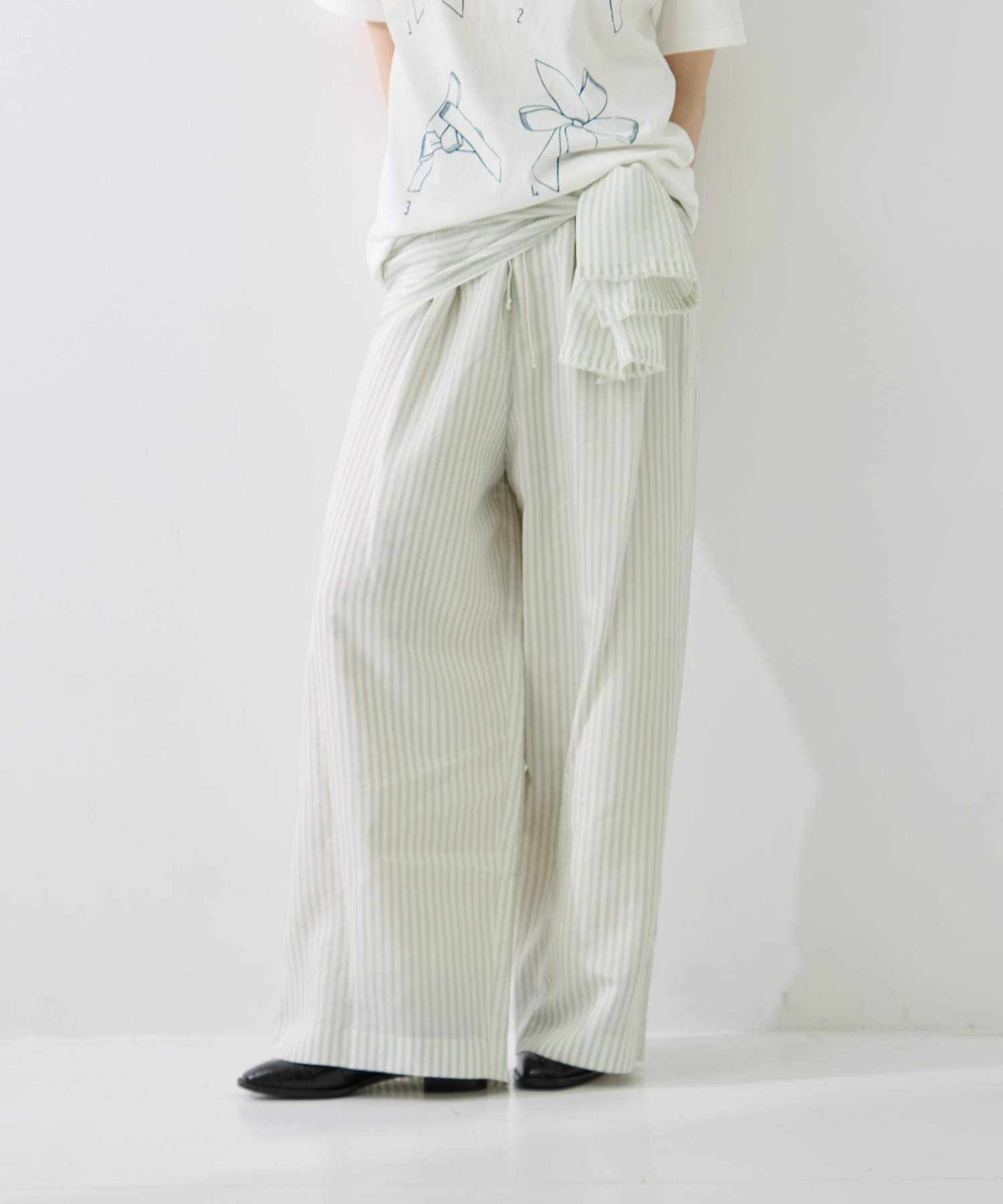 STRIPE PANTS W/BELT