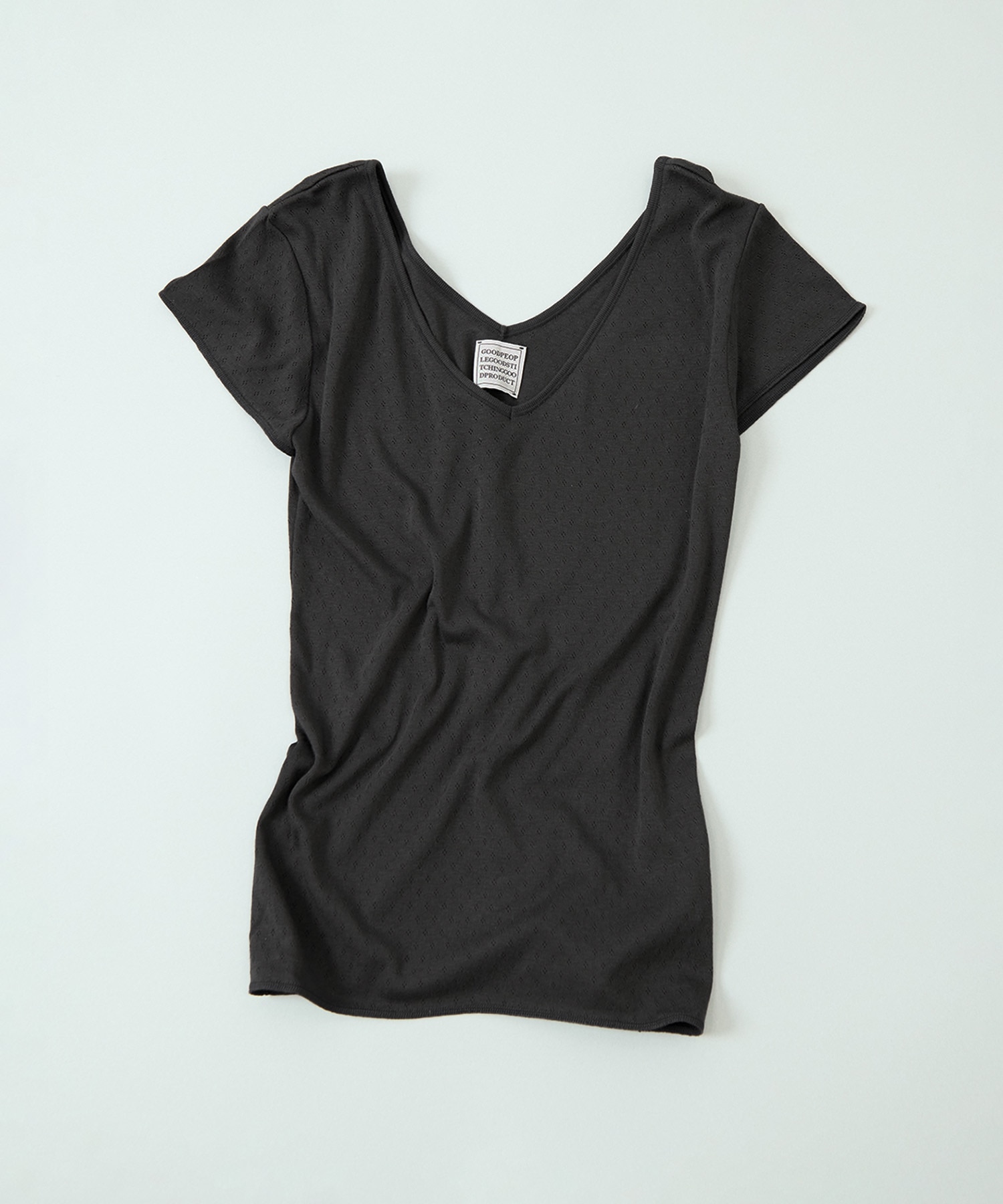 Cotton Silk Double V Neck Cap Sleeve T