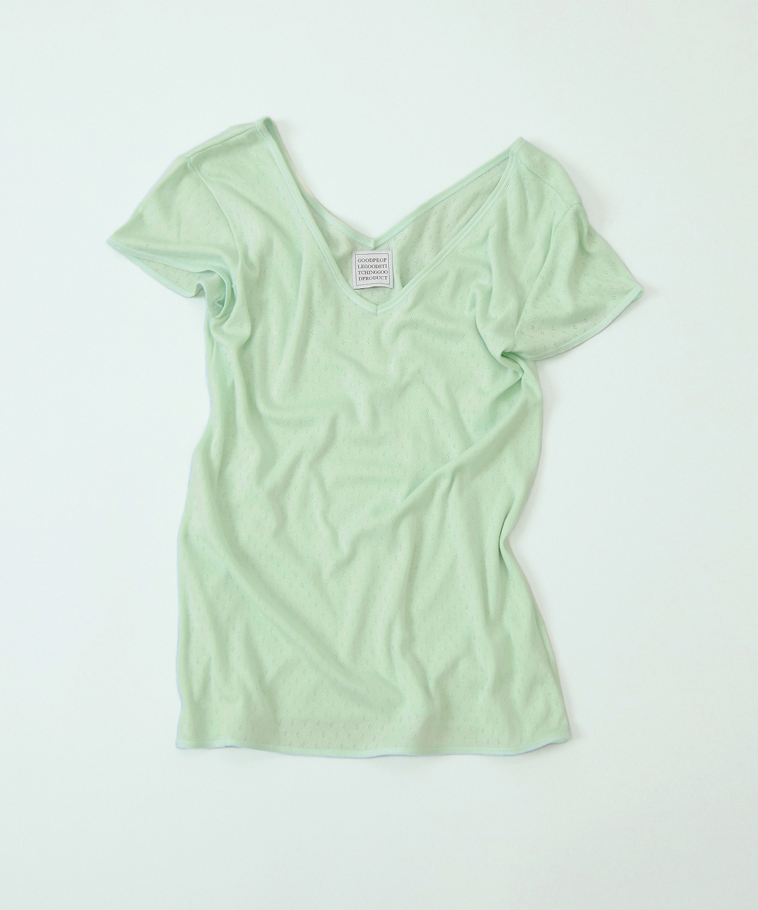 Cotton Silk Double V Neck Cap Sleeve T