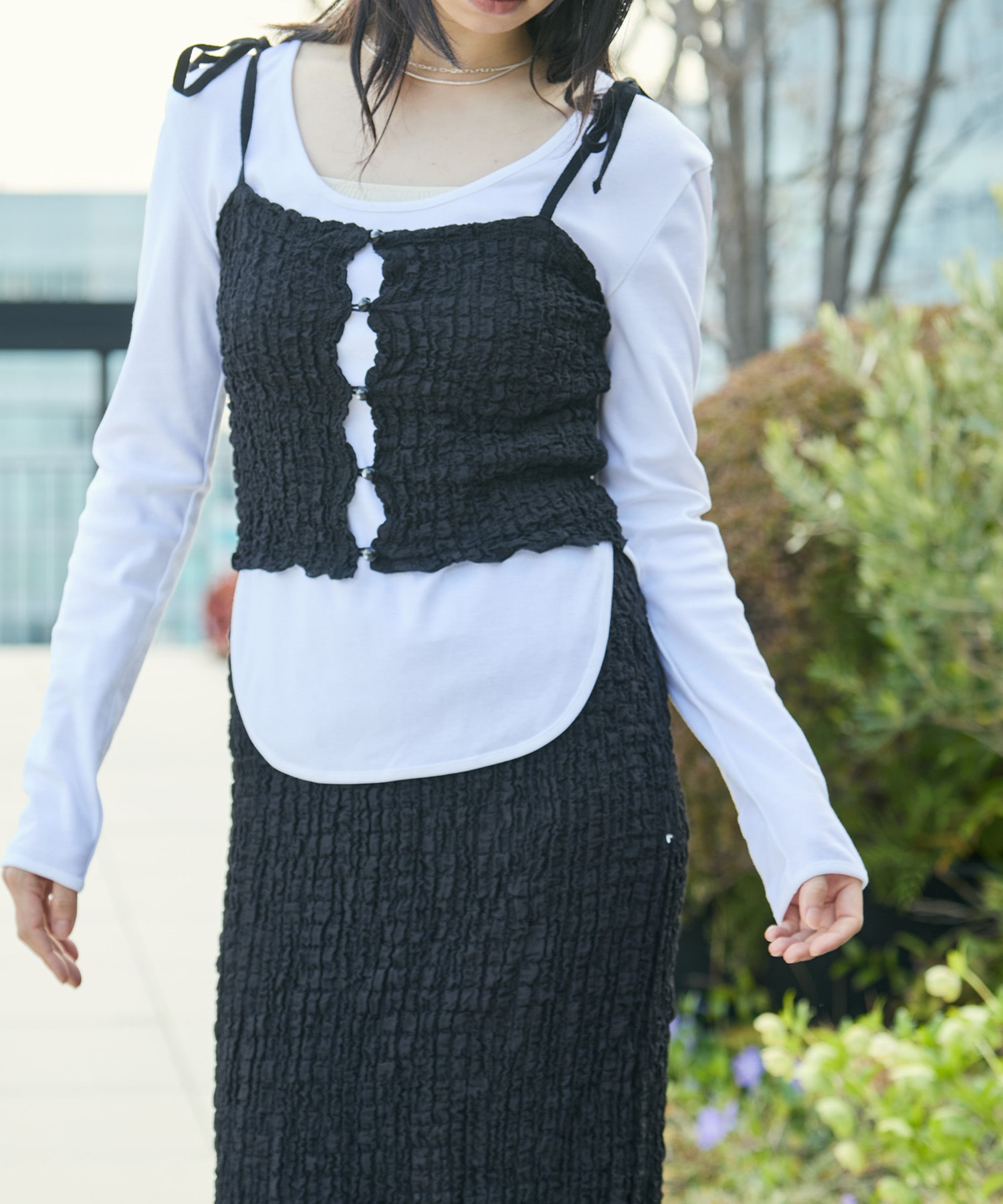 Shrink Lace Frill Camisole