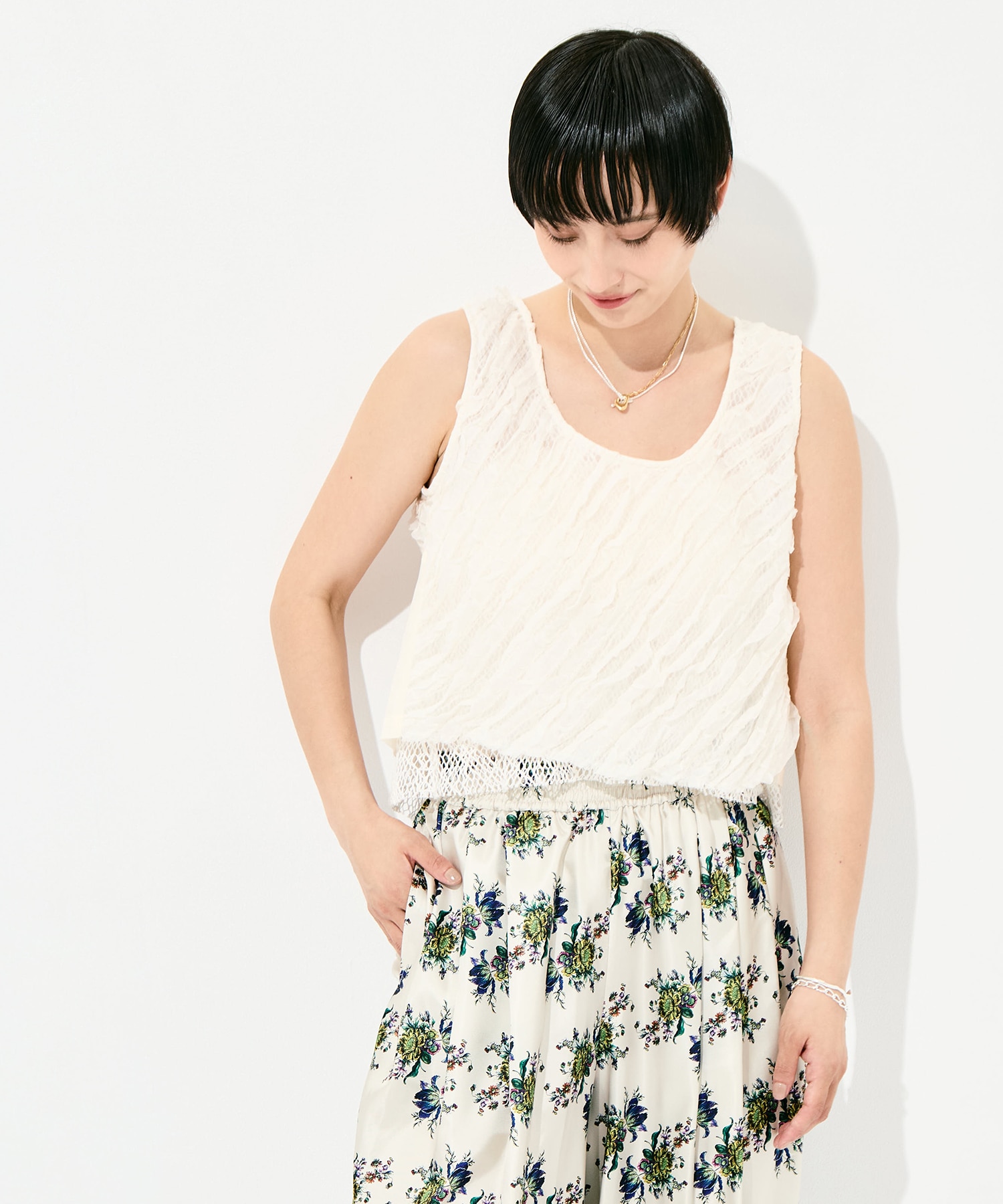 RUFFLE CHIFFON LAYER TOP