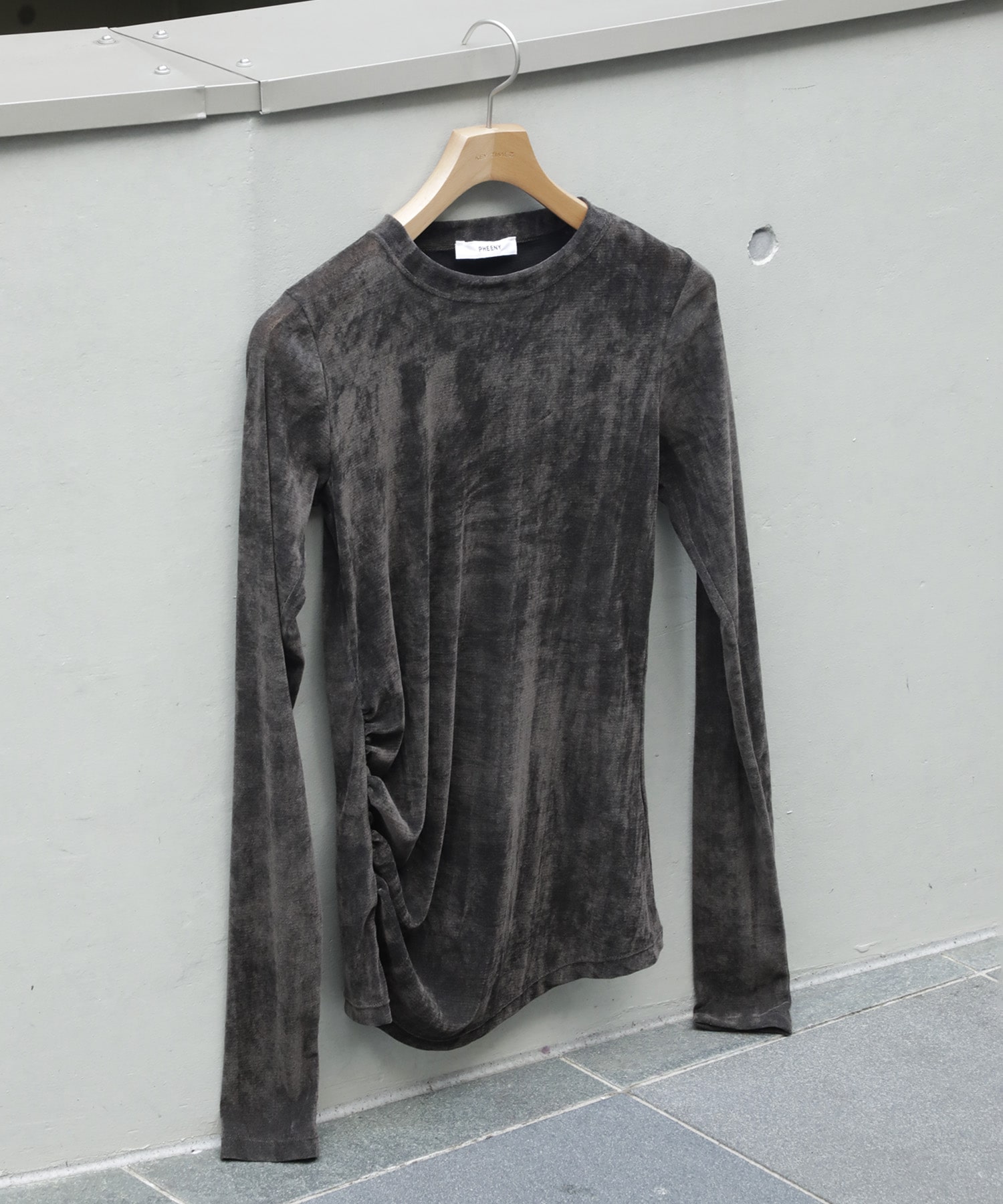 Sheer Velvet Flocked Tulle L/S Top