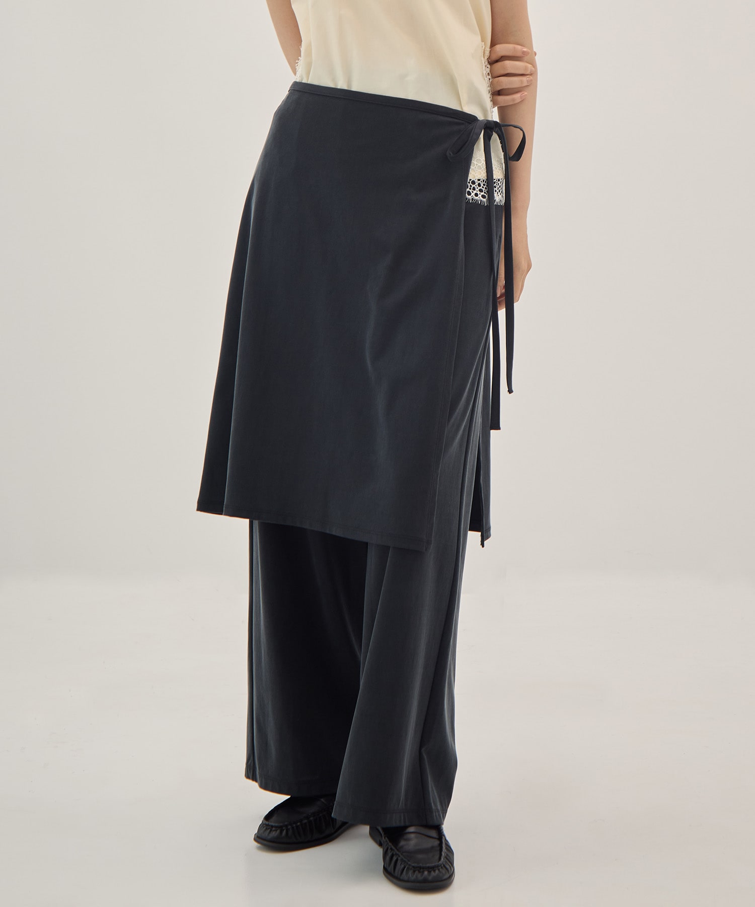 Peach Saten Layered Apron Pants