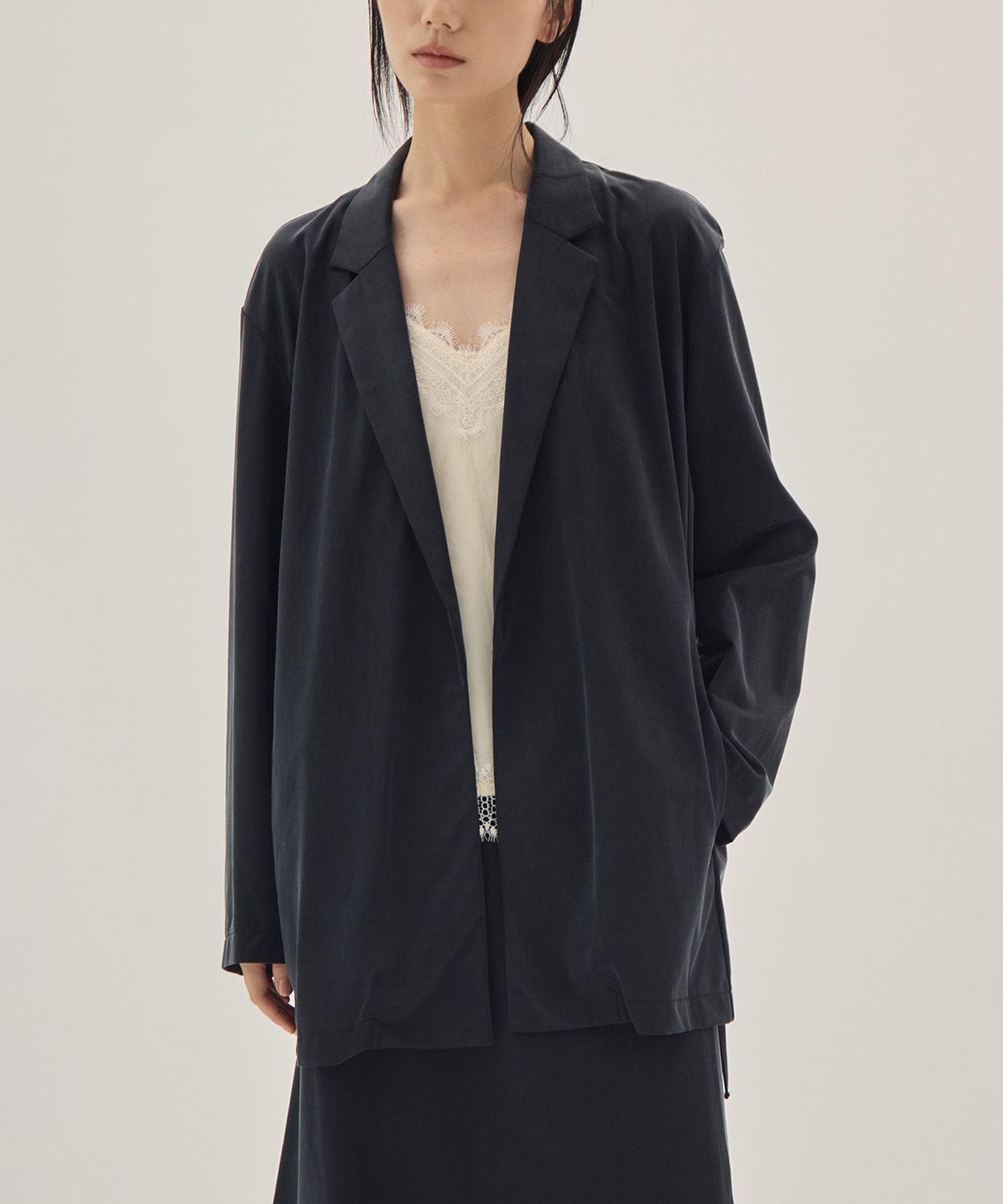 Peach Saten Shirt Jacket