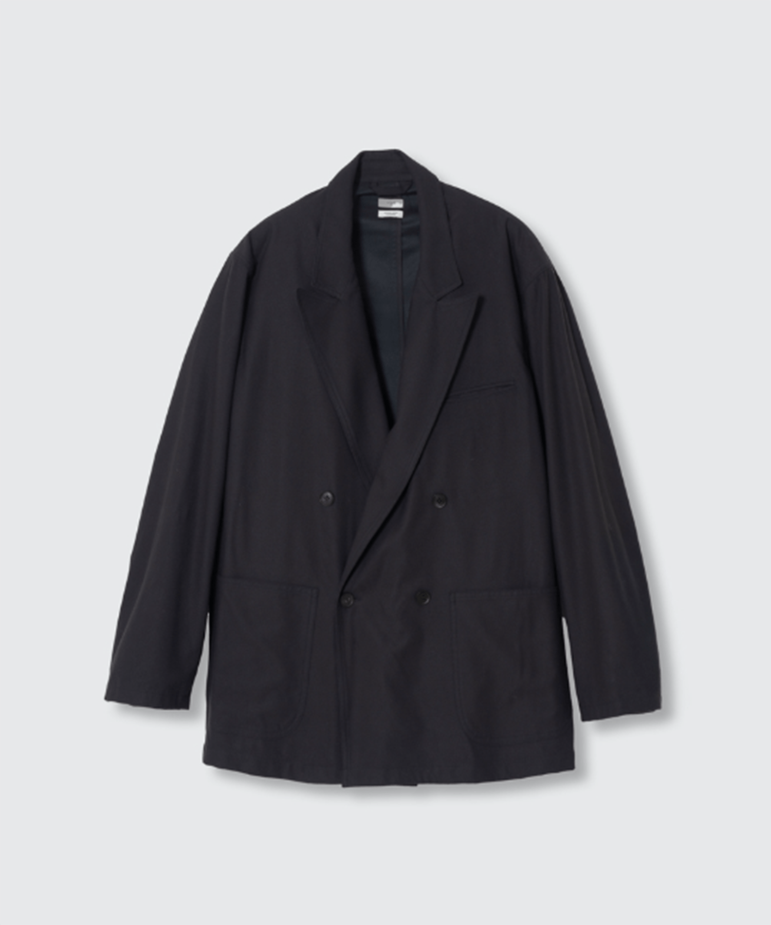 Rayon Polyester Brushed Twill Relaxed Double-Breasted Blazer
