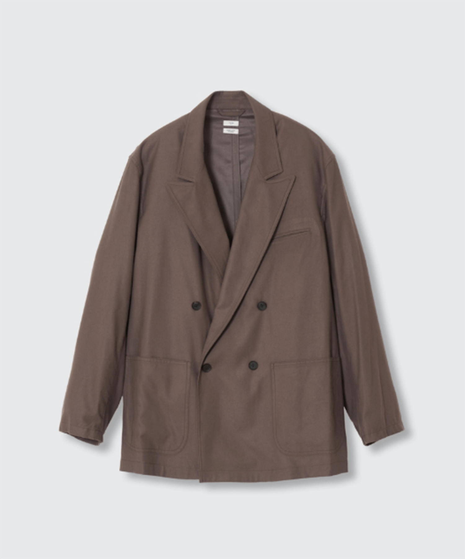Rayon Polyester Brushed Twill Relaxed Double-Breasted Blazer