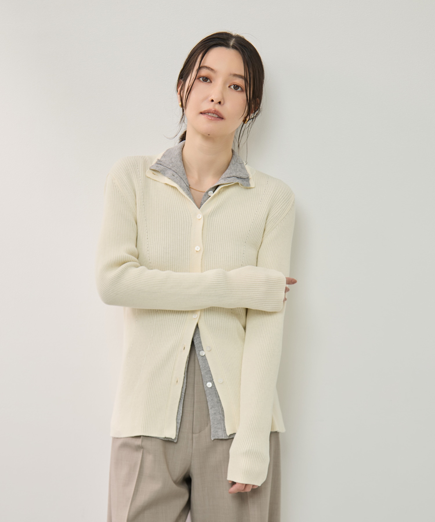 カシミアブレンドニットカーディガン