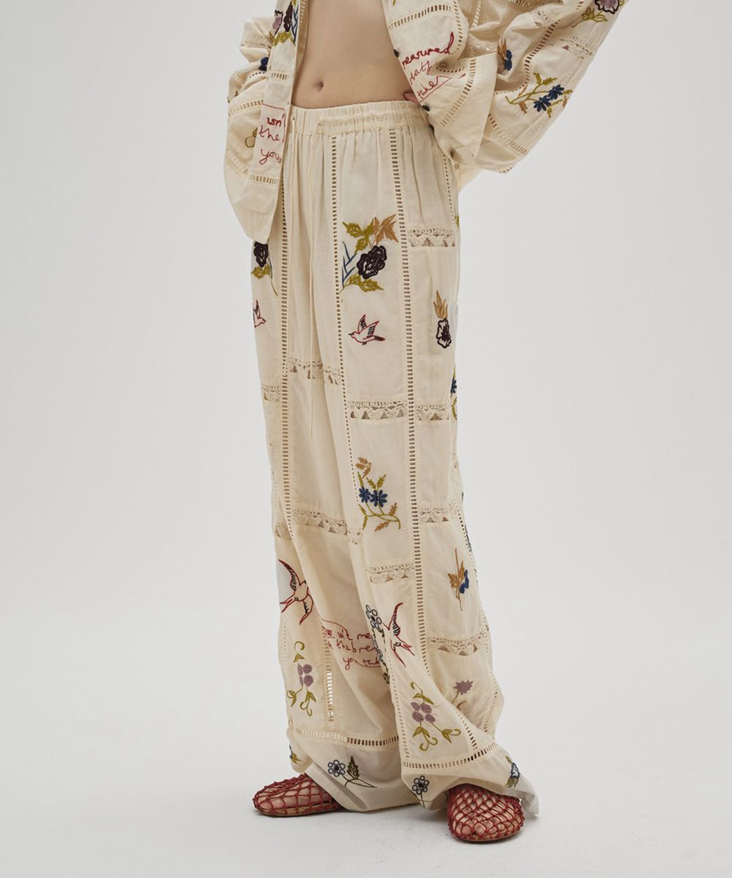 Embroidery Patchwork Trousers