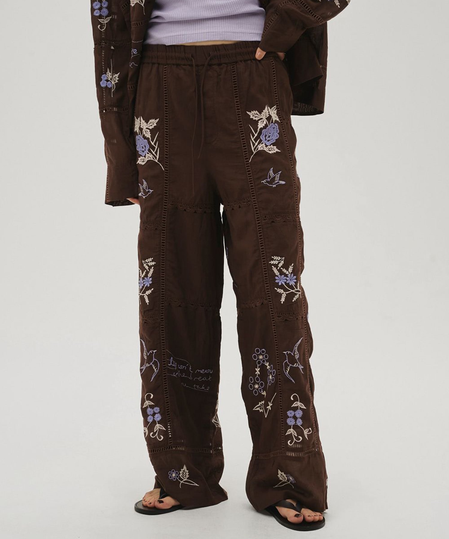 Embroidery Patchwork Trousers