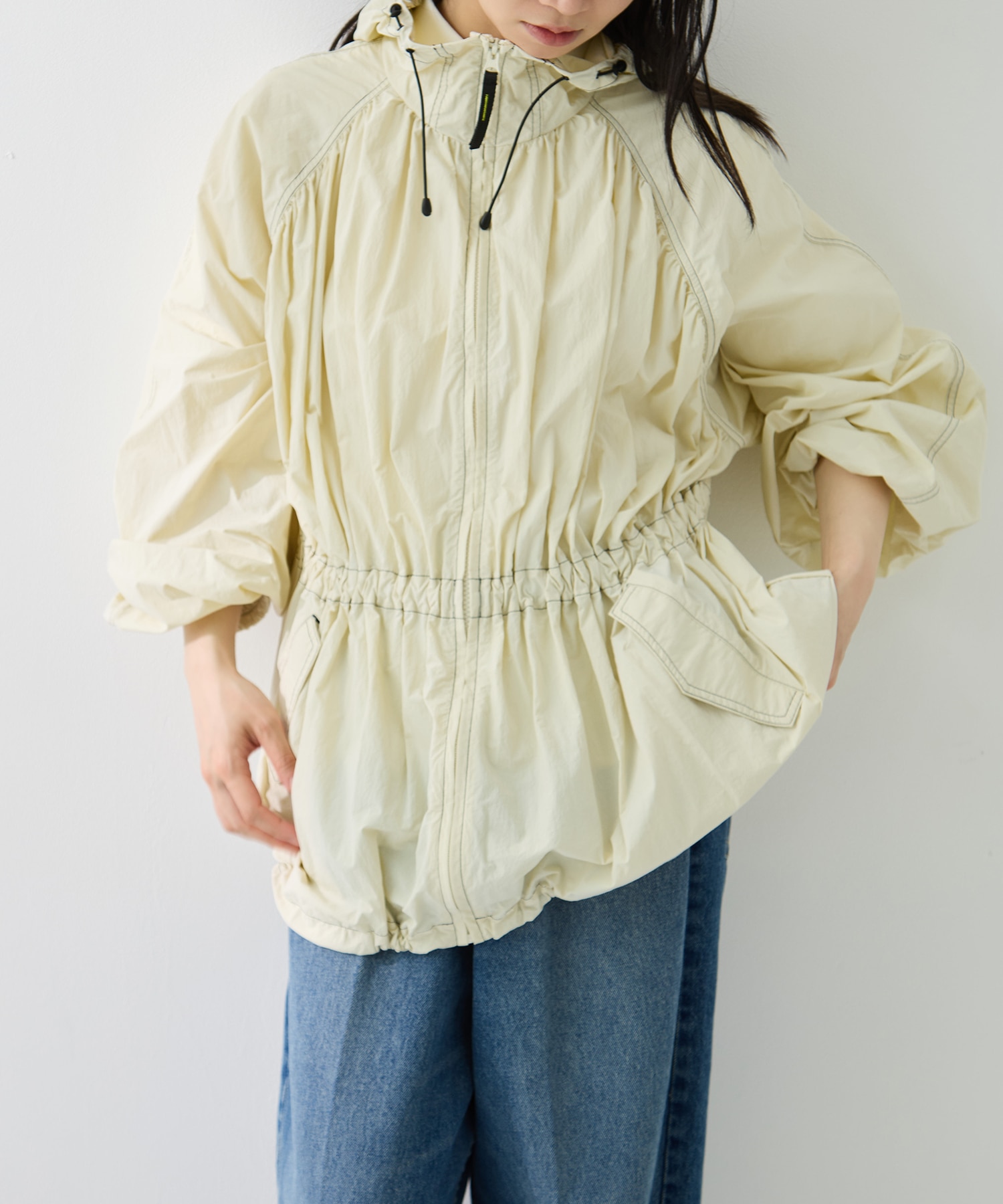 Nylon Gather Blouson