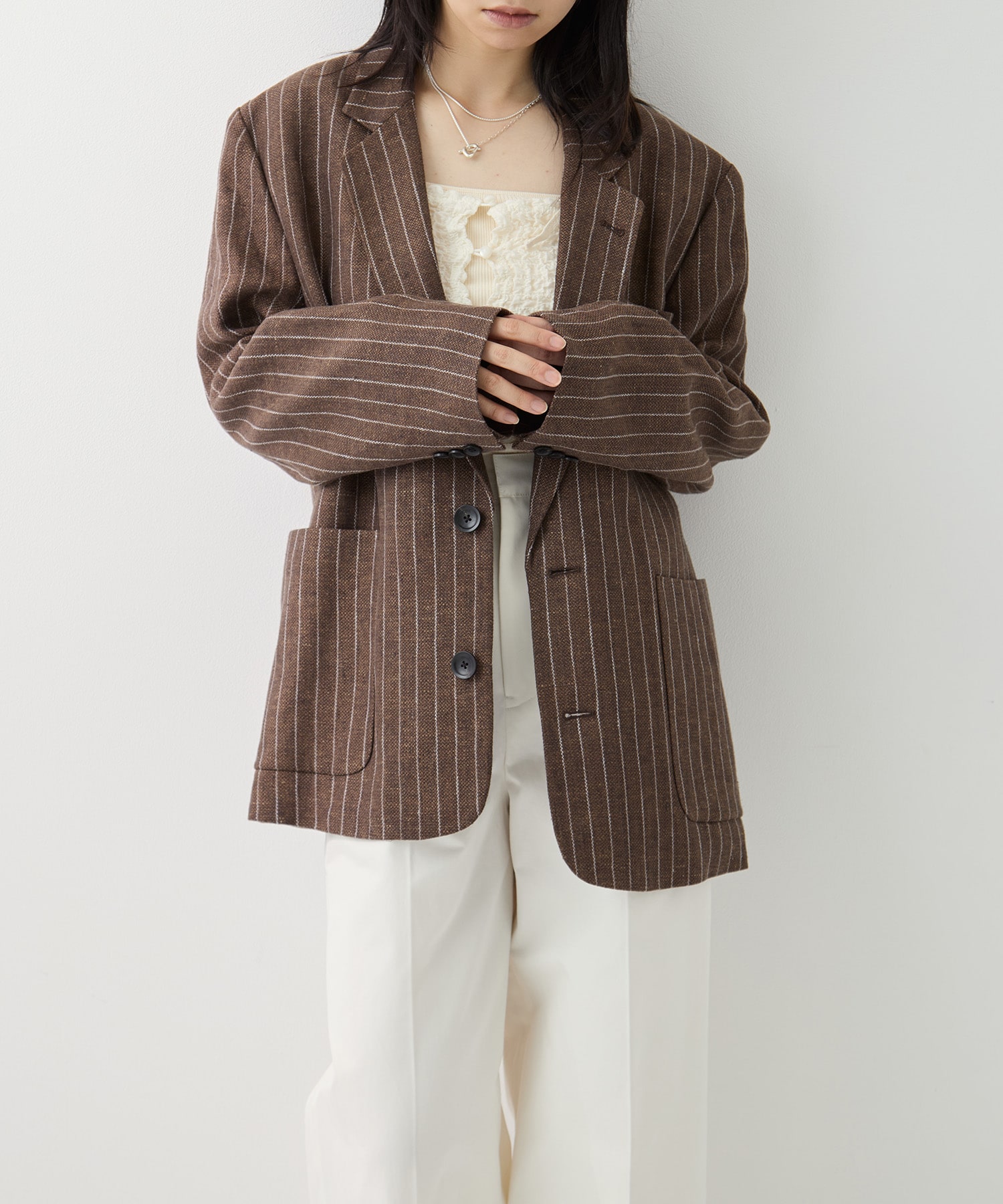 Boyfriend Stripe Linen Jacket