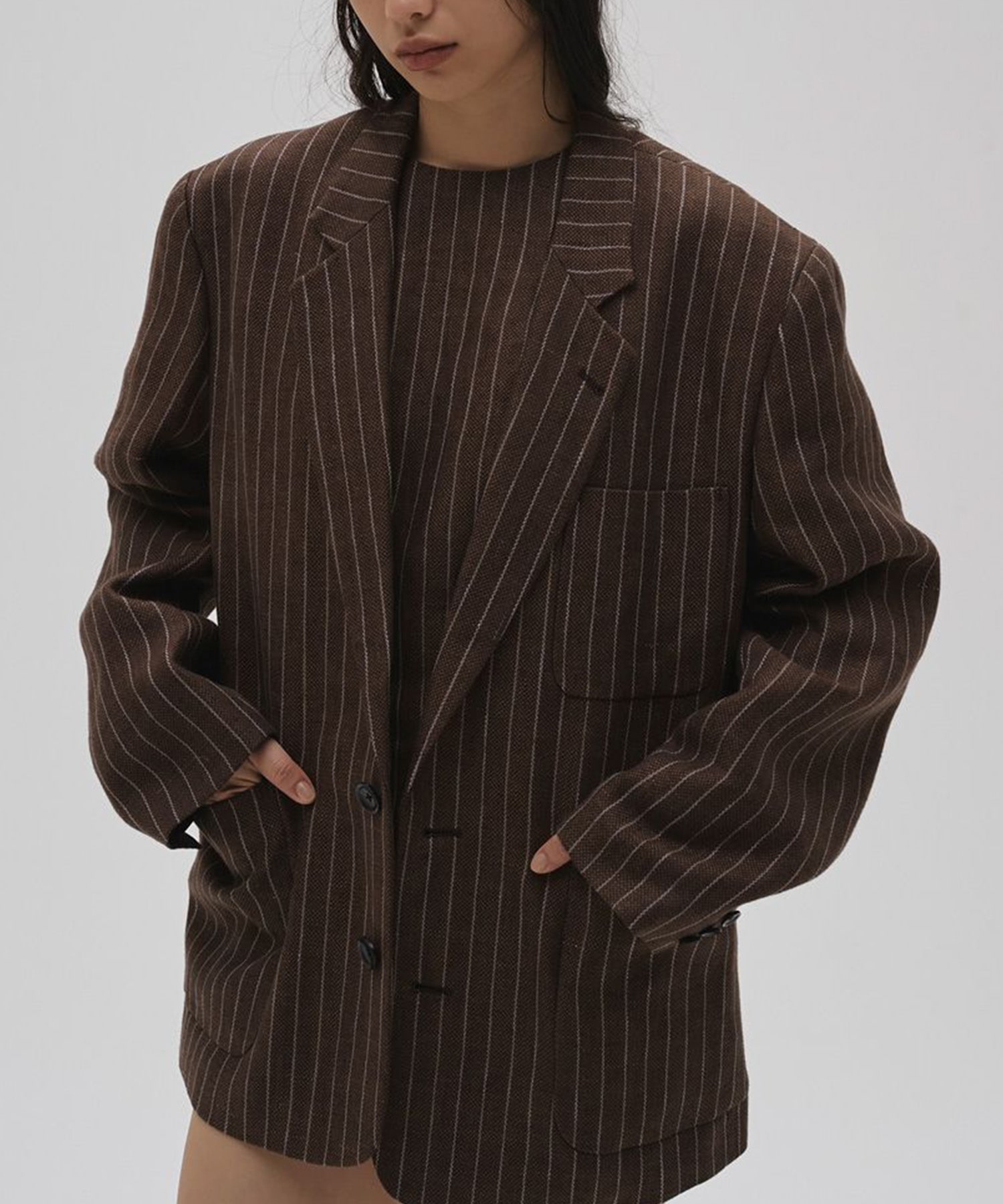 Boyfriend Stripe Linen Jacket