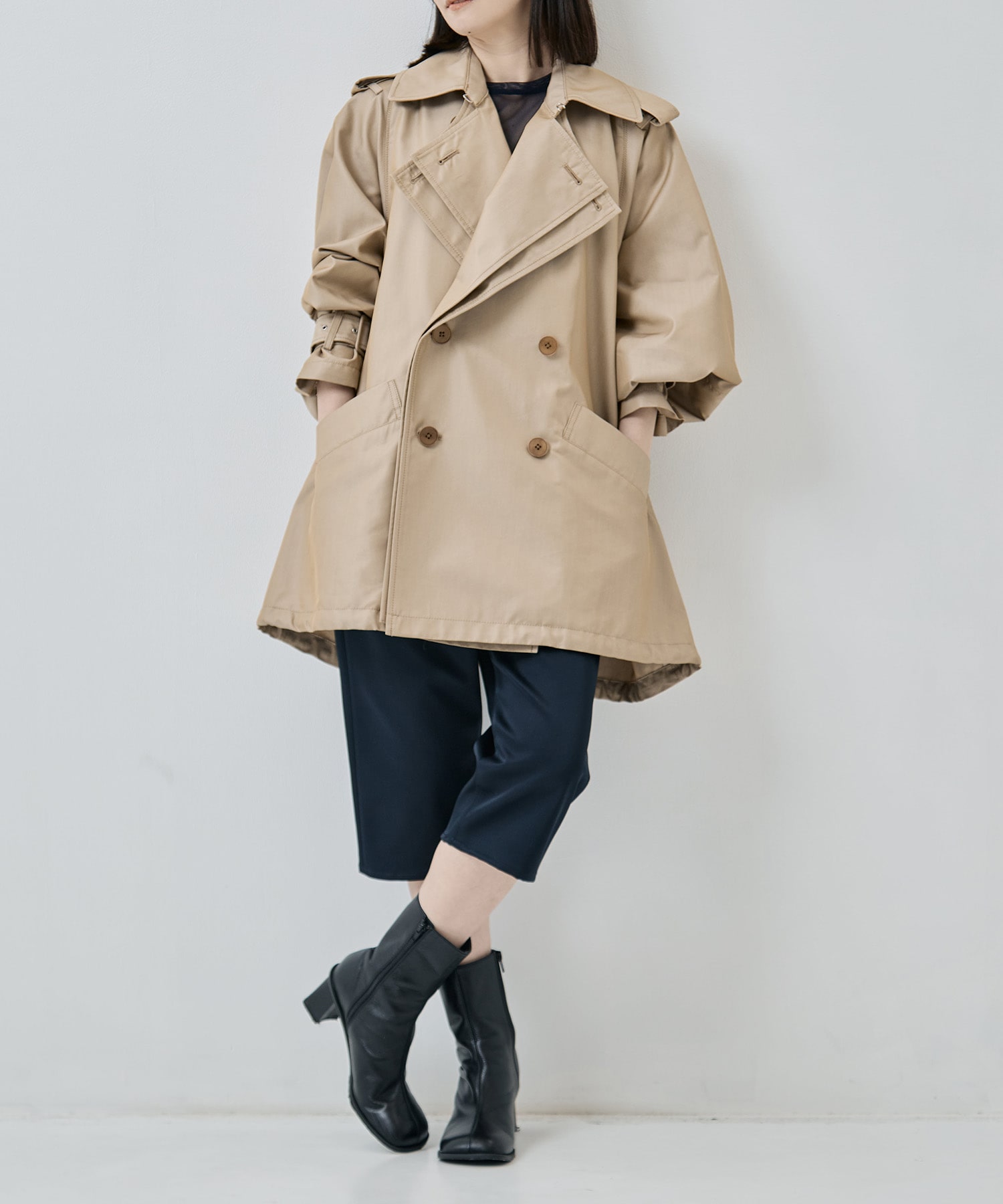 Giza cotton short trench coat