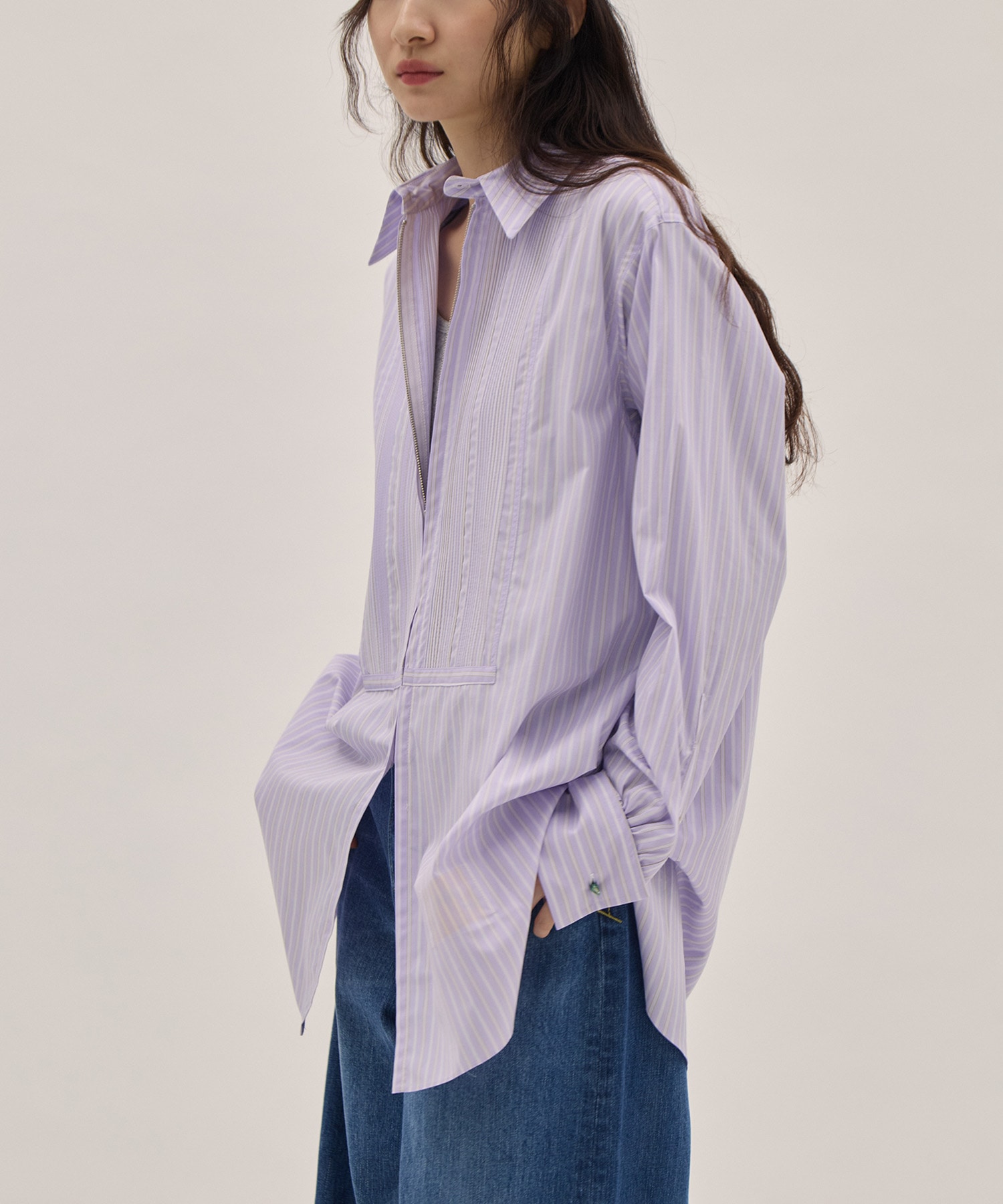 Pintuck FrontZip Shirt