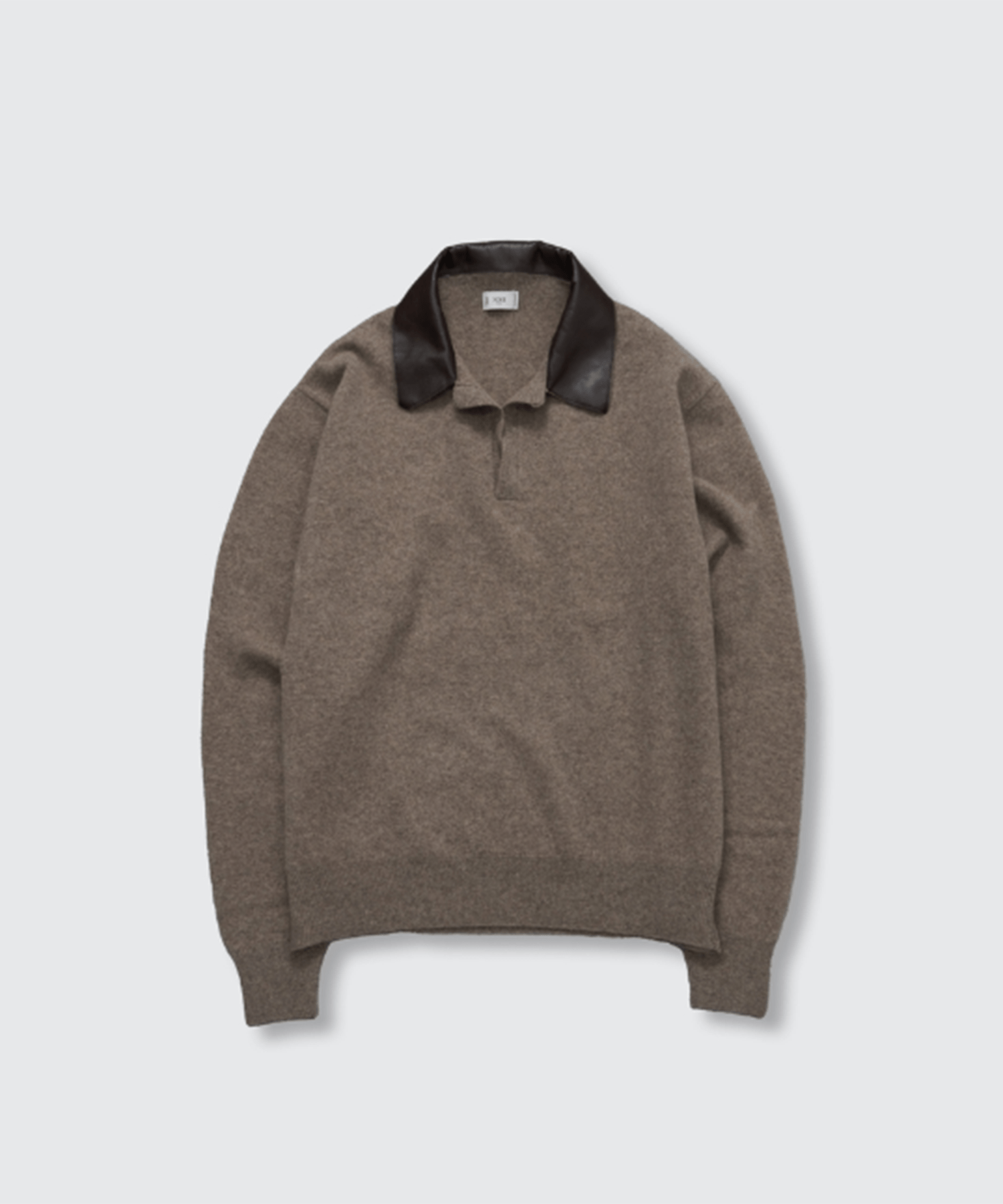 Leather-Trimmed Skipper Sweater